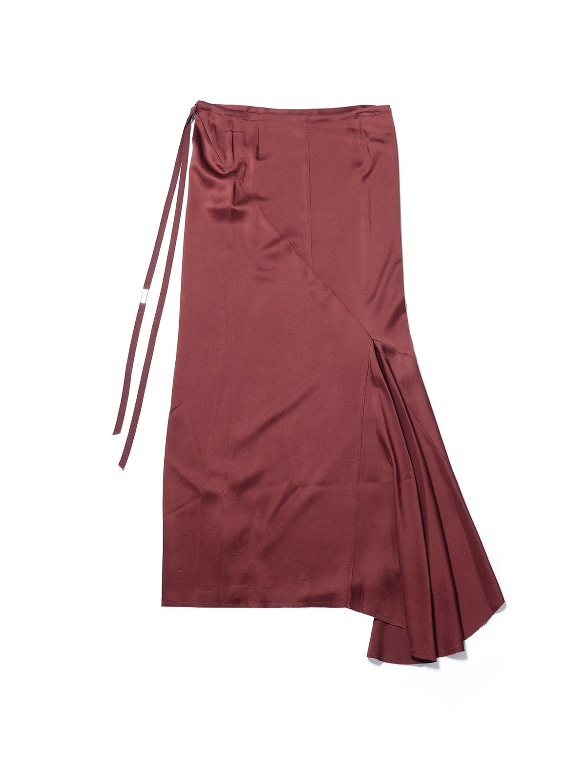 Ann Demeulemeester Burgundy Eveline Long Bias Skirt Cady Satin