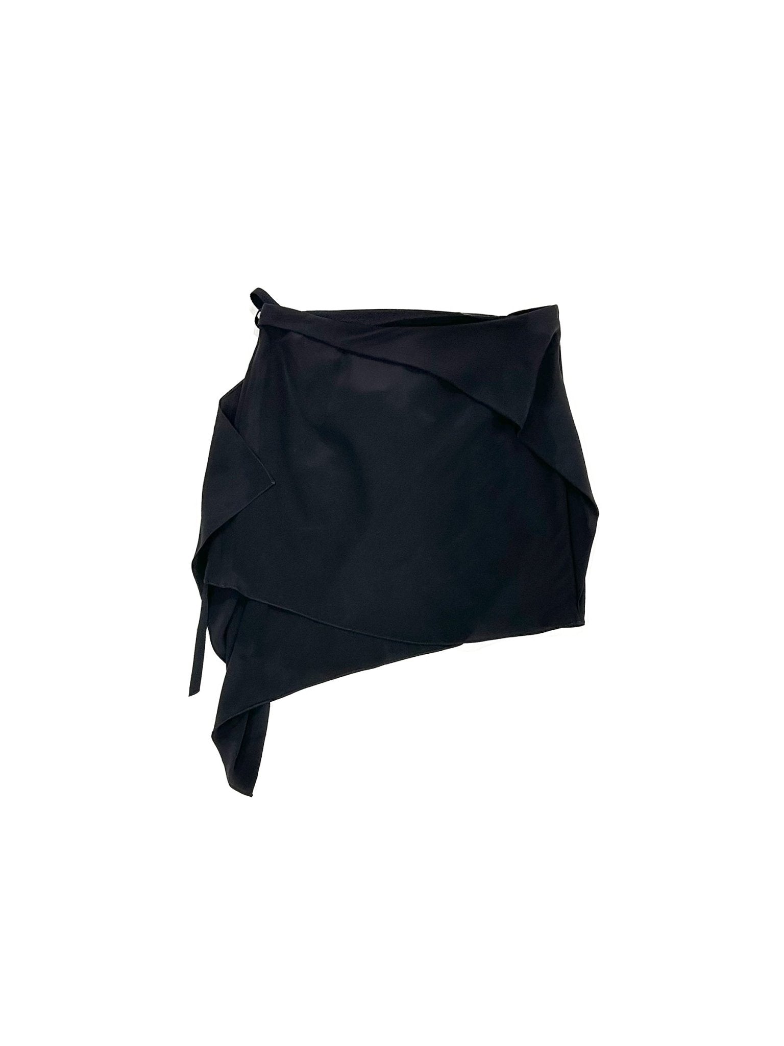 ANN DEMEULEMEESTER - Lijs Short Draped Wrap Skirt Enzymed Crepe De Chin - AW25 - BLACK