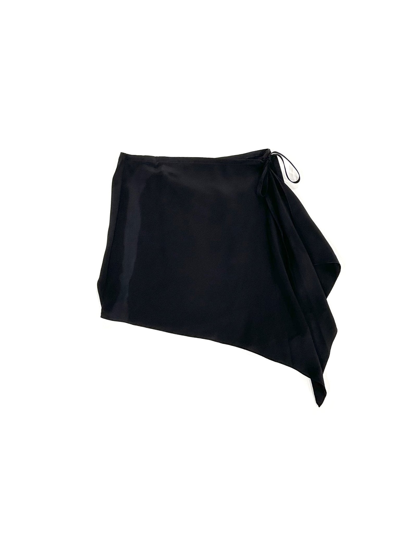 ANN DEMEULEMEESTER - Lijs Short Draped Wrap Skirt Enzymed Crepe De Chin - AW25 - BLACK