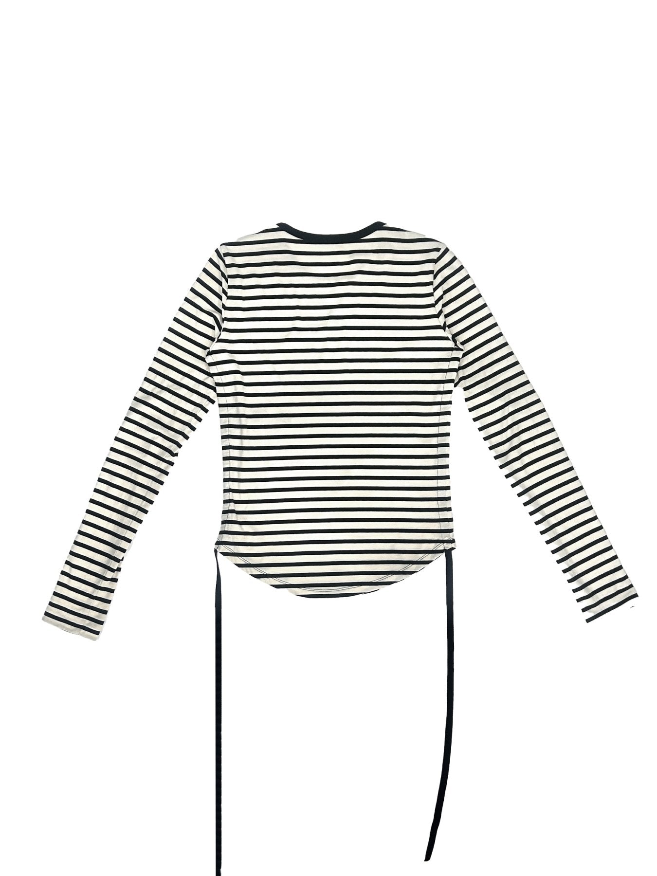 Ann Demeulemeester Multi Oke Wrinkled Cropped Long Sleeve Top Brushed Strip