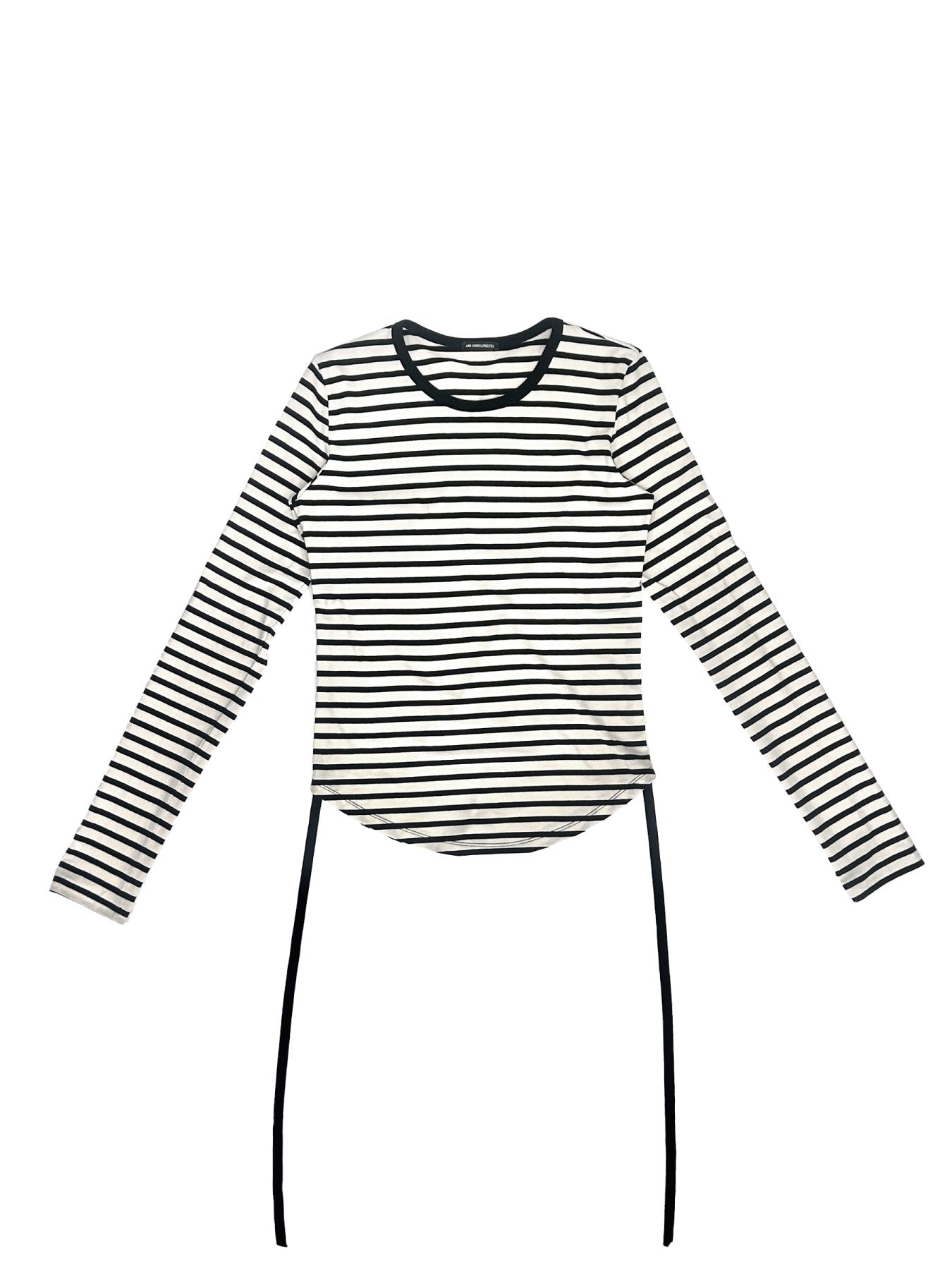 Ann Demeulemeester Multi Oke Wrinkled Cropped Long Sleeve Top Brushed Strip