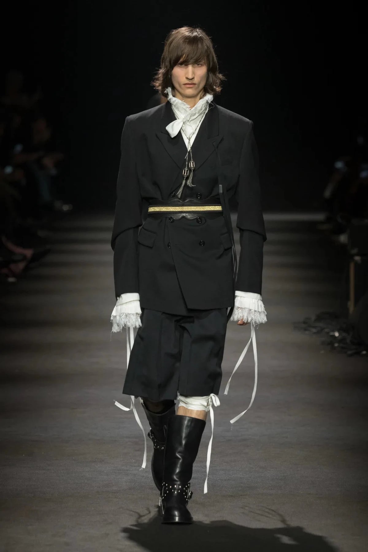 Ann Demeulemeester Multi Rami Slim Fit Deconstructed Jacket Chalk Stripe Vi