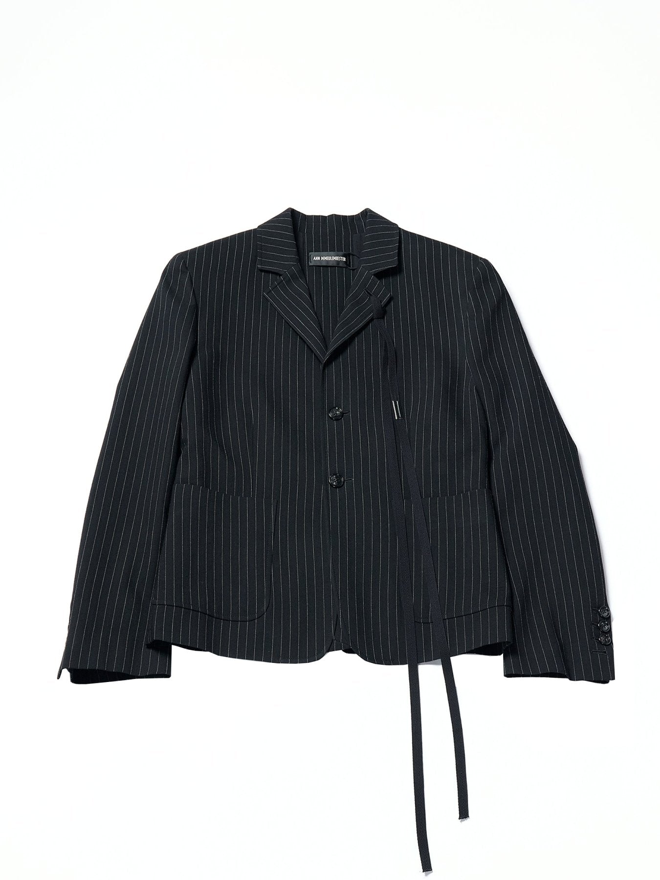 Ann Demeulemeester Multi Rami Slim Fit Deconstructed Jacket Chalk Stripe Vi