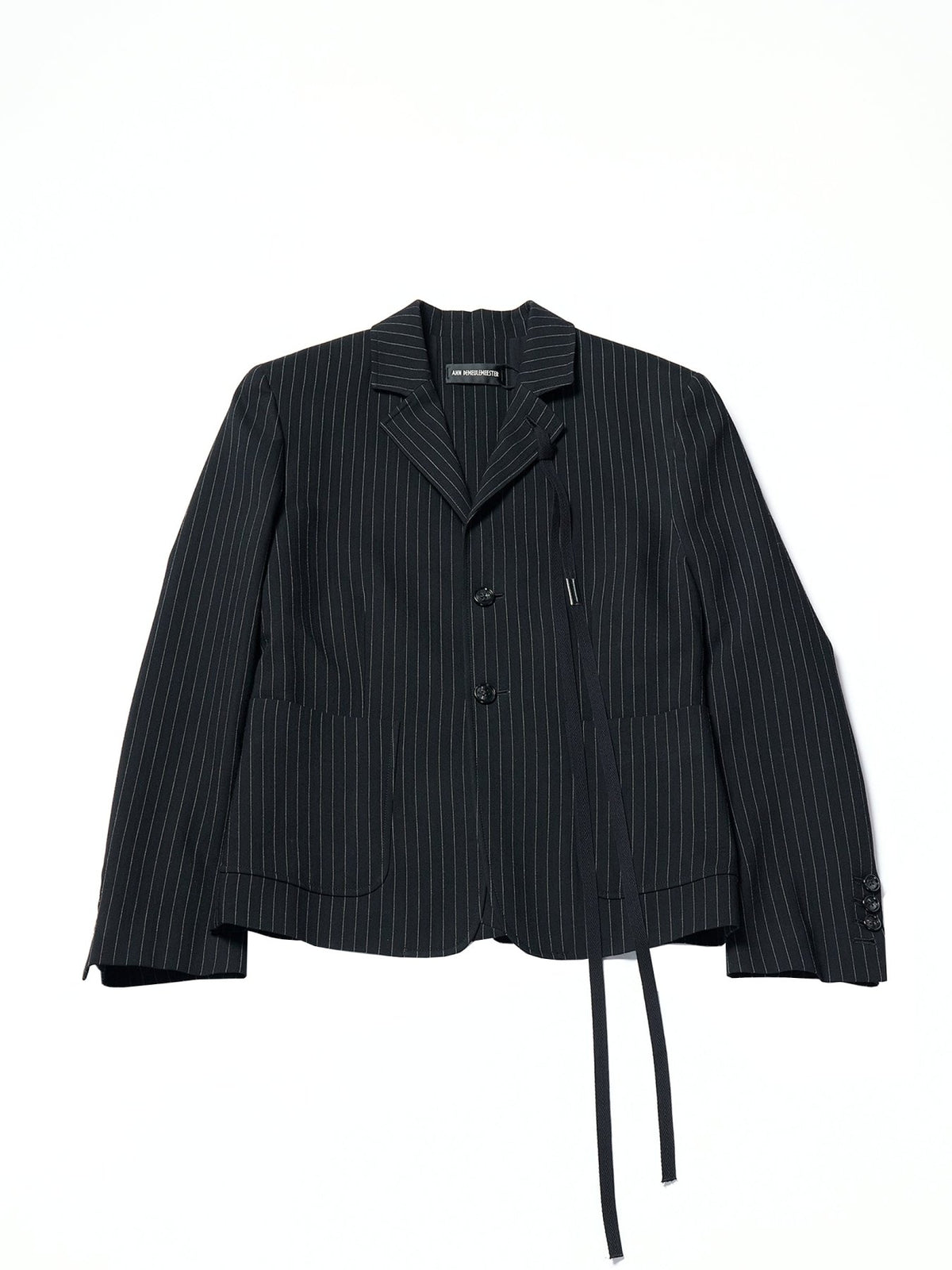 Ann Demeulemeester Multi Rami Slim Fit Deconstructed Jacket Chalk Stripe Vi