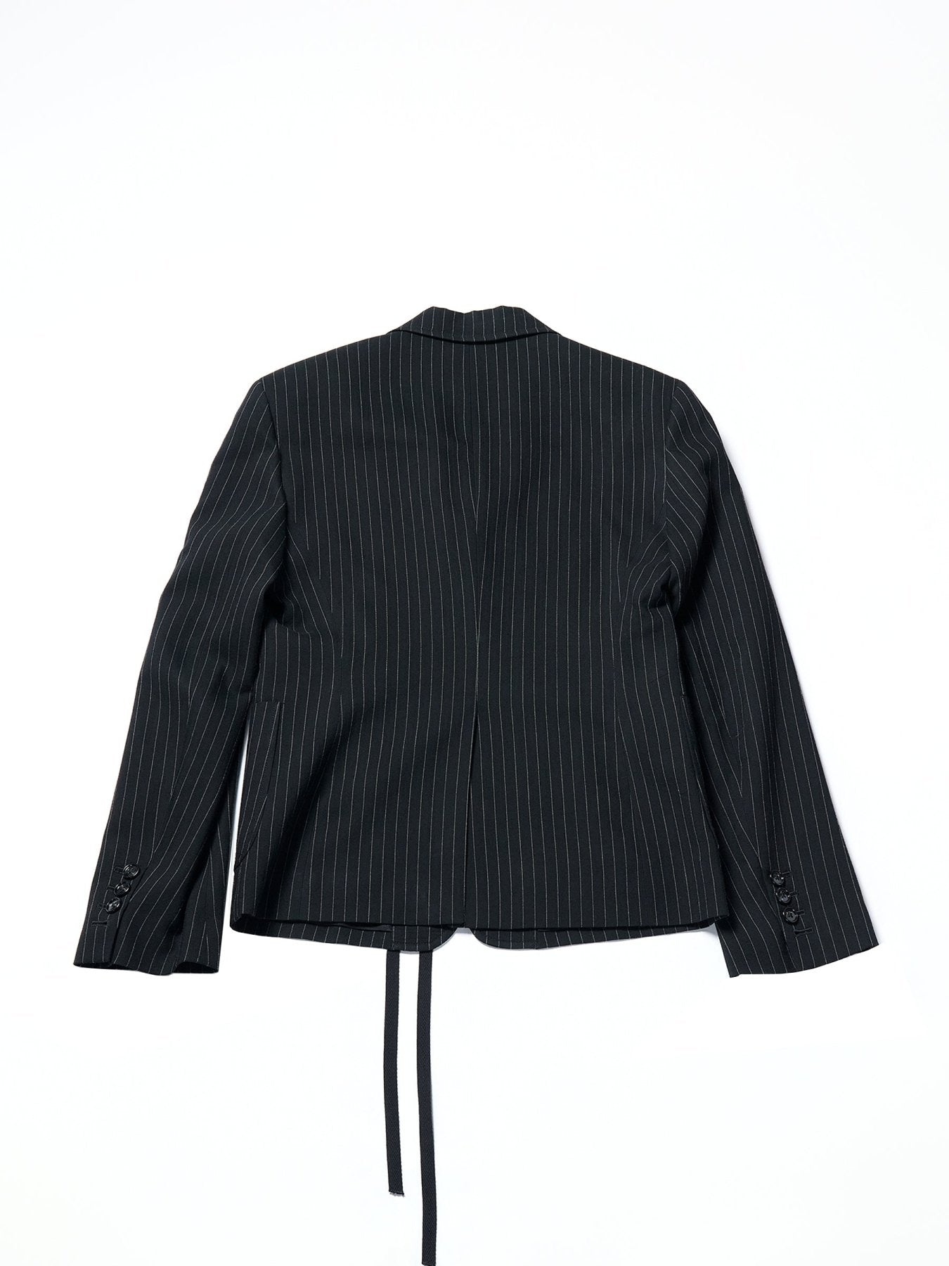 Ann Demeulemeester Multi Rami Slim Fit Deconstructed Jacket Chalk Stripe Vi