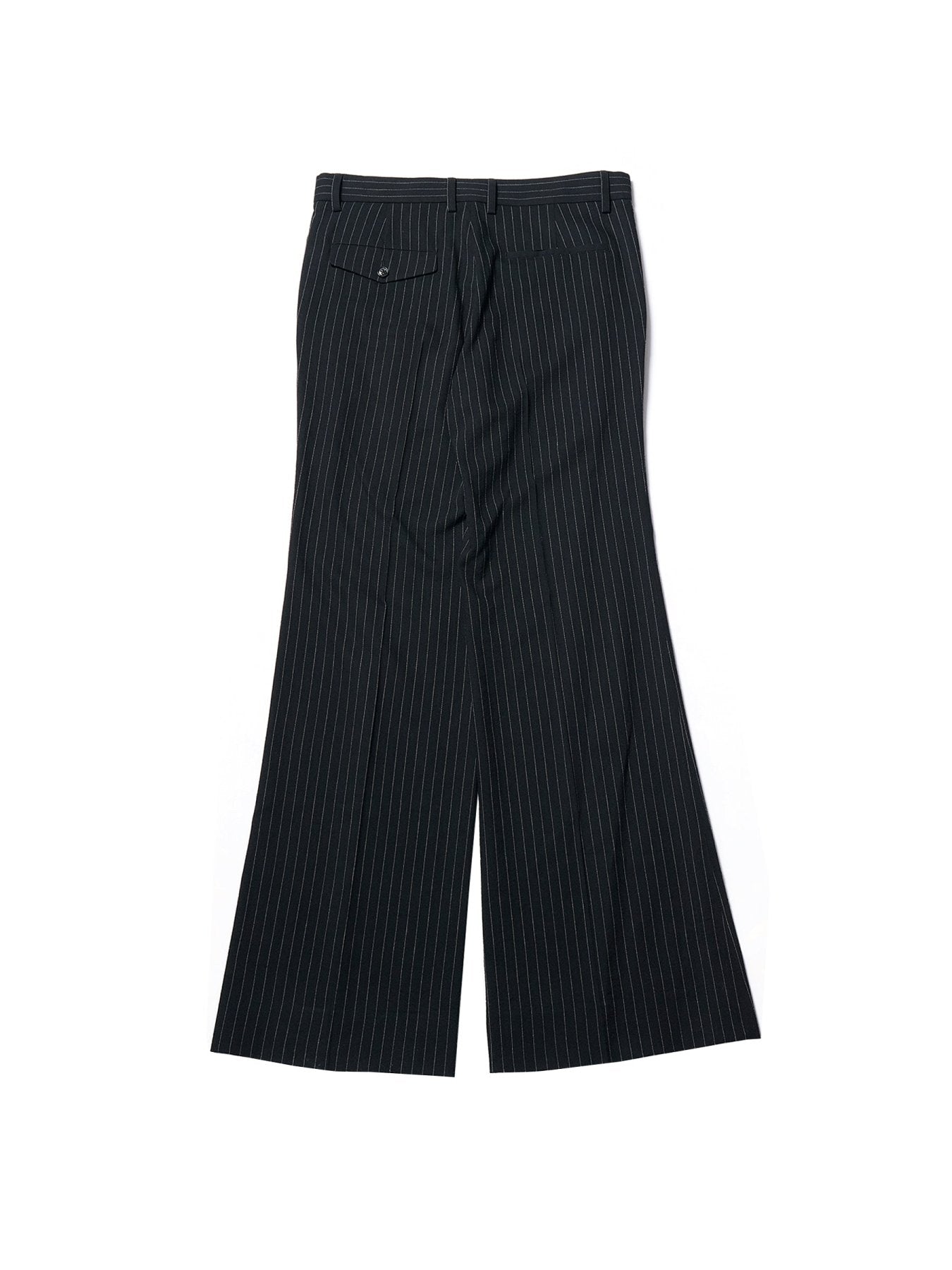 Ann Demeulemeester Multi Stefan Flared Cropped Trousers Chalk Stripe Viscos