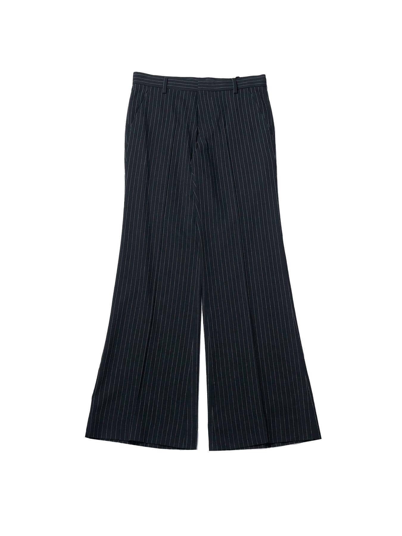 Ann Demeulemeester Multi Stefan Flared Cropped Trousers Chalk Stripe Viscos