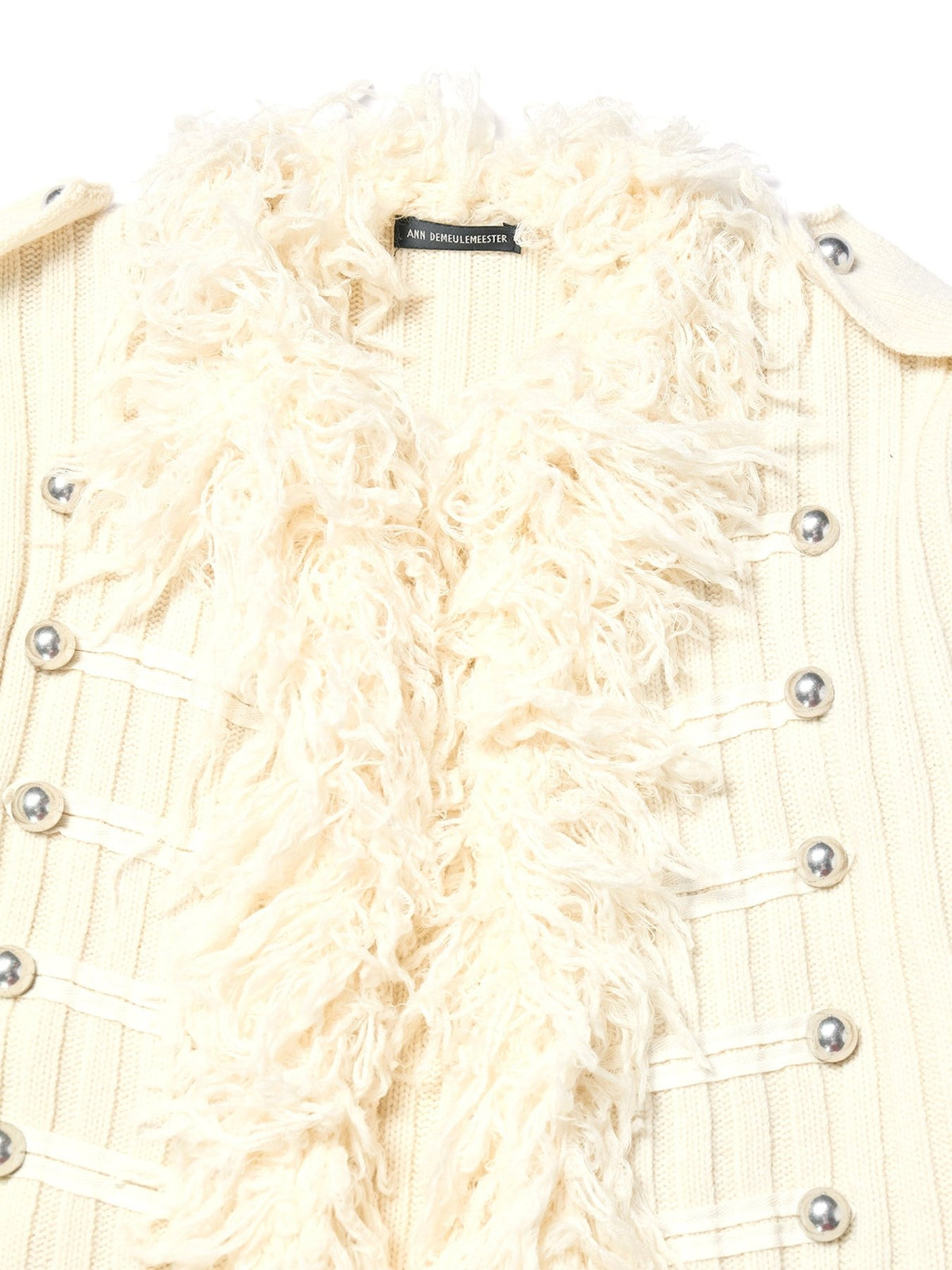 Ann Demeulemeester Off White Aland Embroidered Cropped Marsina Knit Jacket With