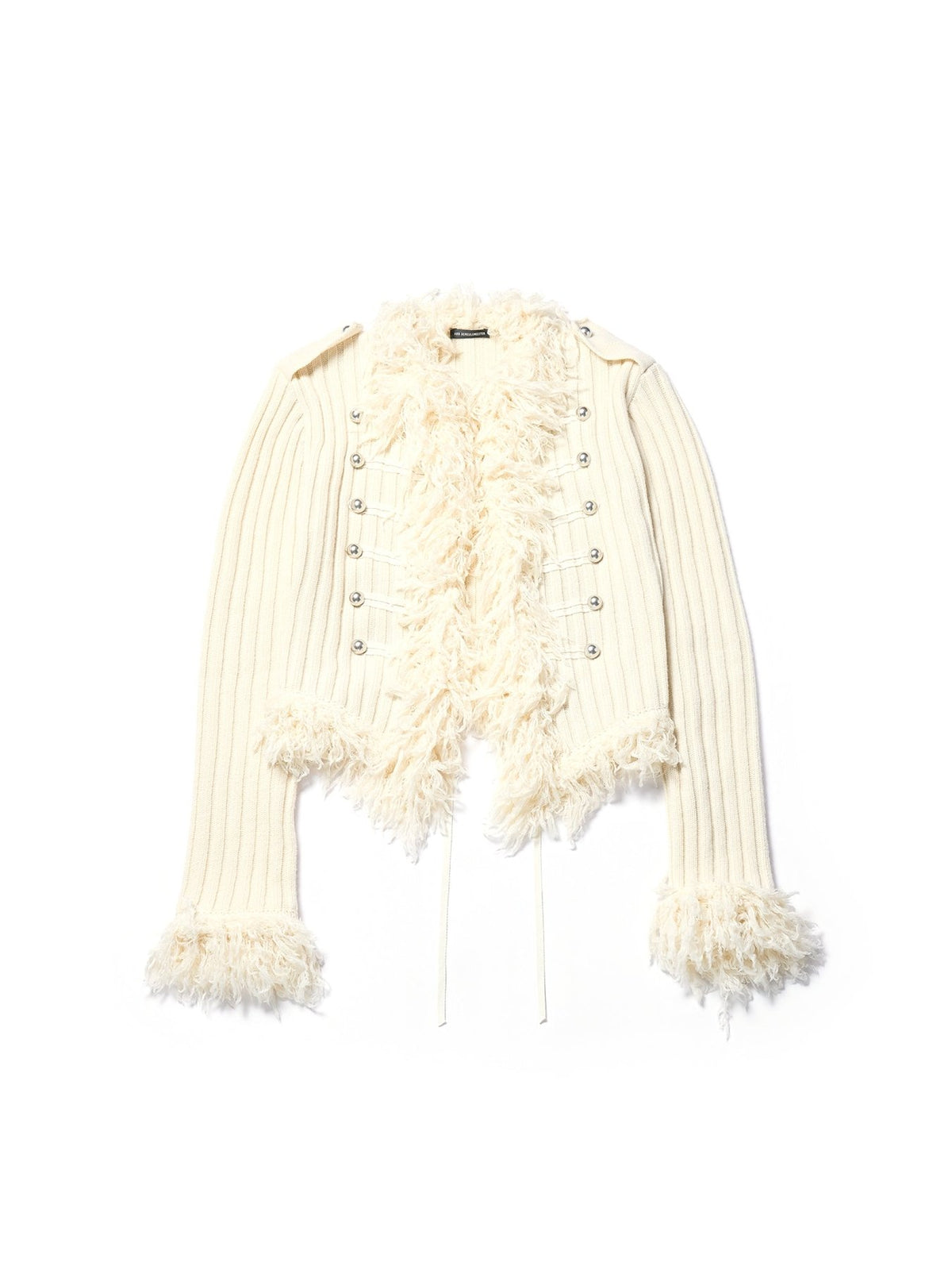 Ann Demeulemeester Off White Aland Embroidered Cropped Marsina Knit Jacket With