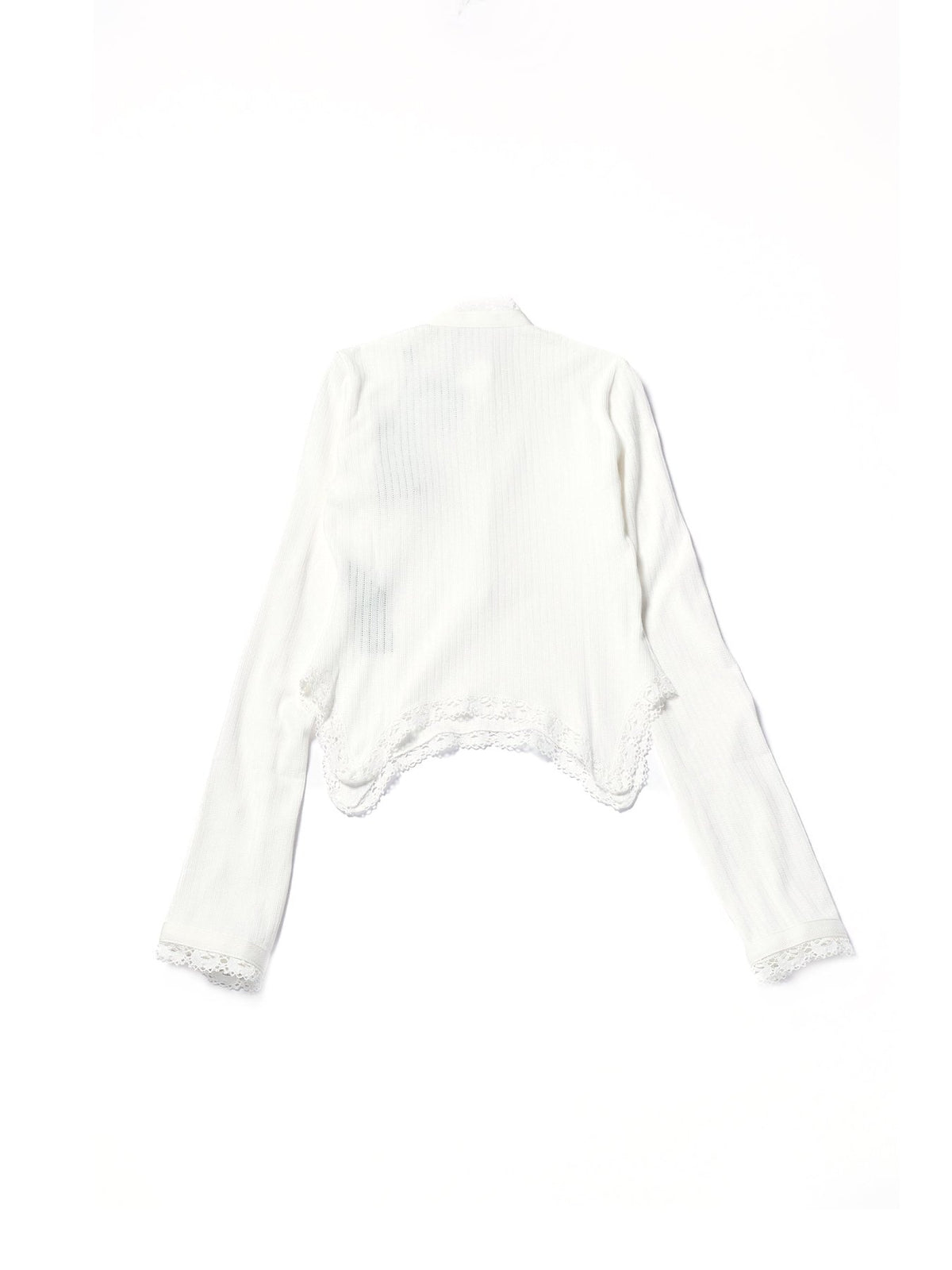 Ann Demeulemeester Off White Nancine Fitted Long Sleeves Serafino Top With Lace