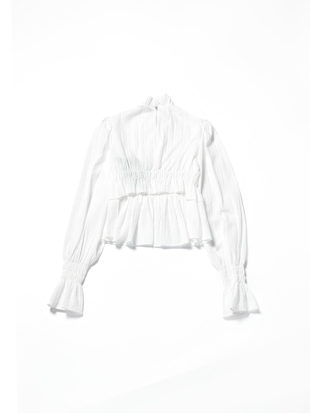 Ann Demeulemeester Off White Sasa Long Sleeve Ruffled Top Light Cotton Ajour