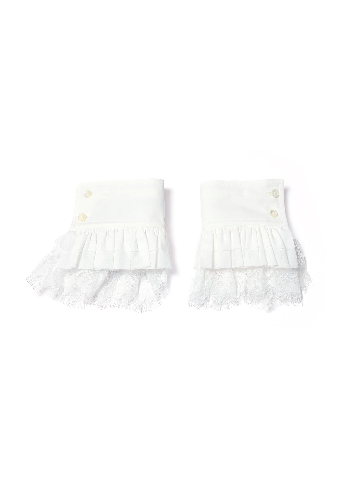 Ann Demeulemeester Off White Vestar Lace Ruffled Cuffs Pair Light Cotton
