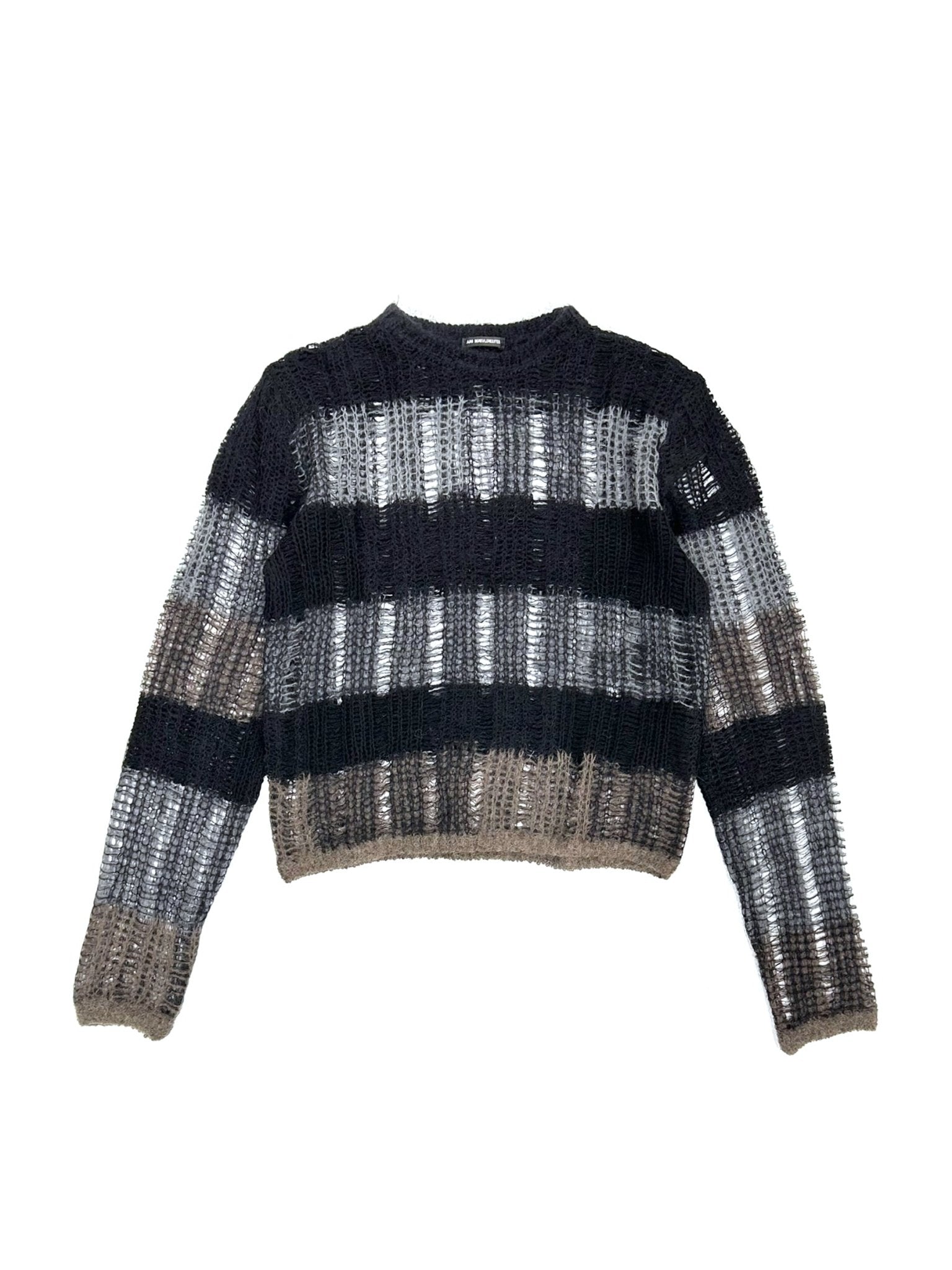 ANN DEMEULEMEESTER - Poliet Slim Fit Crew Neck Ladder Sweater Ajoure Kn - AW25 - MULTICOLOR