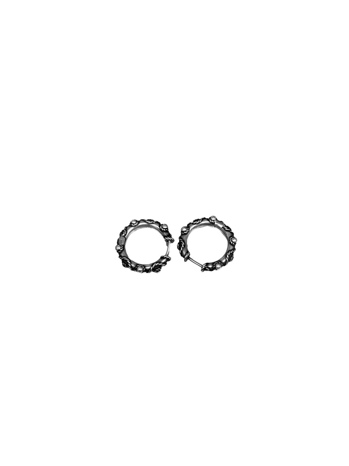 Ann Demeulemeester Silver Lone Grained Hoop Earrings
