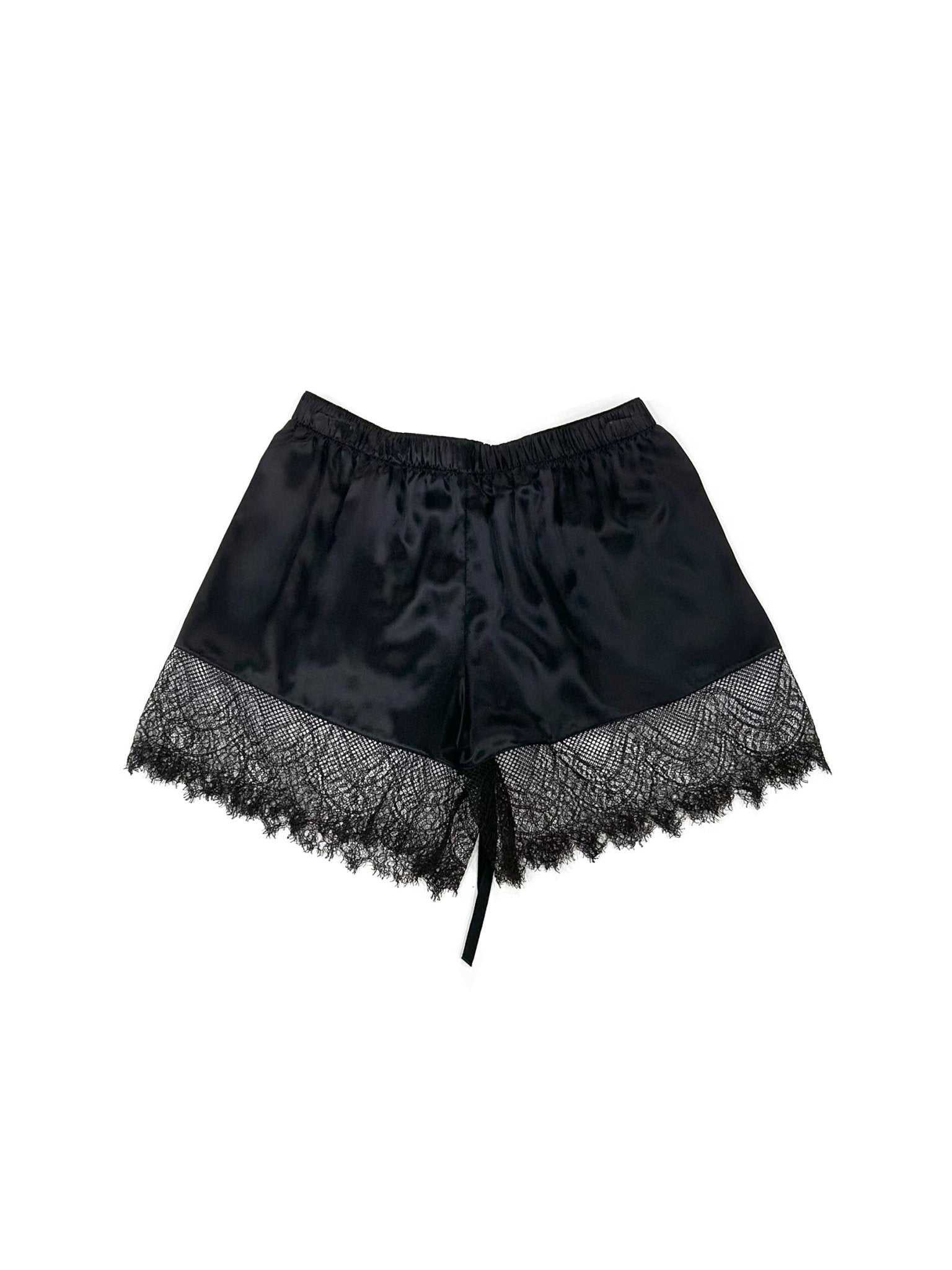 ANN DEMEULEMEESTER - Vere Micro Boxer With Lace Satin Washed Silk - AW25 - BLACK