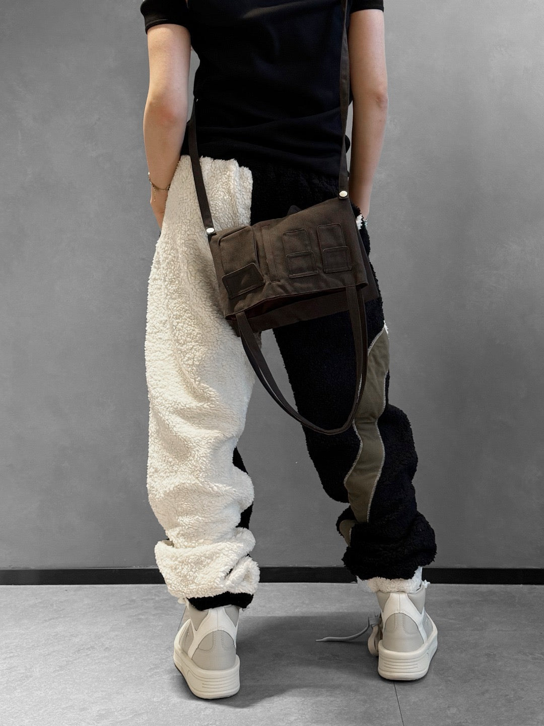 BETHANY WILLIAMS Black Multi Organic Fleece Patchwork Track Pants