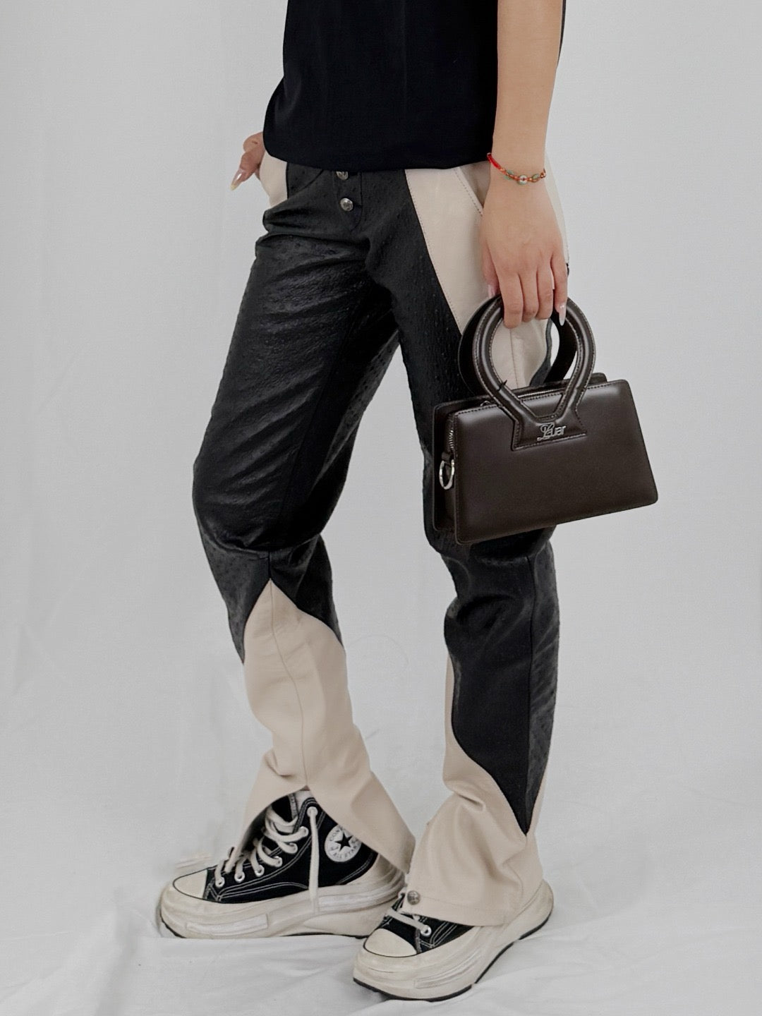 BILL PICKET Black Cream Ostrich Trousers