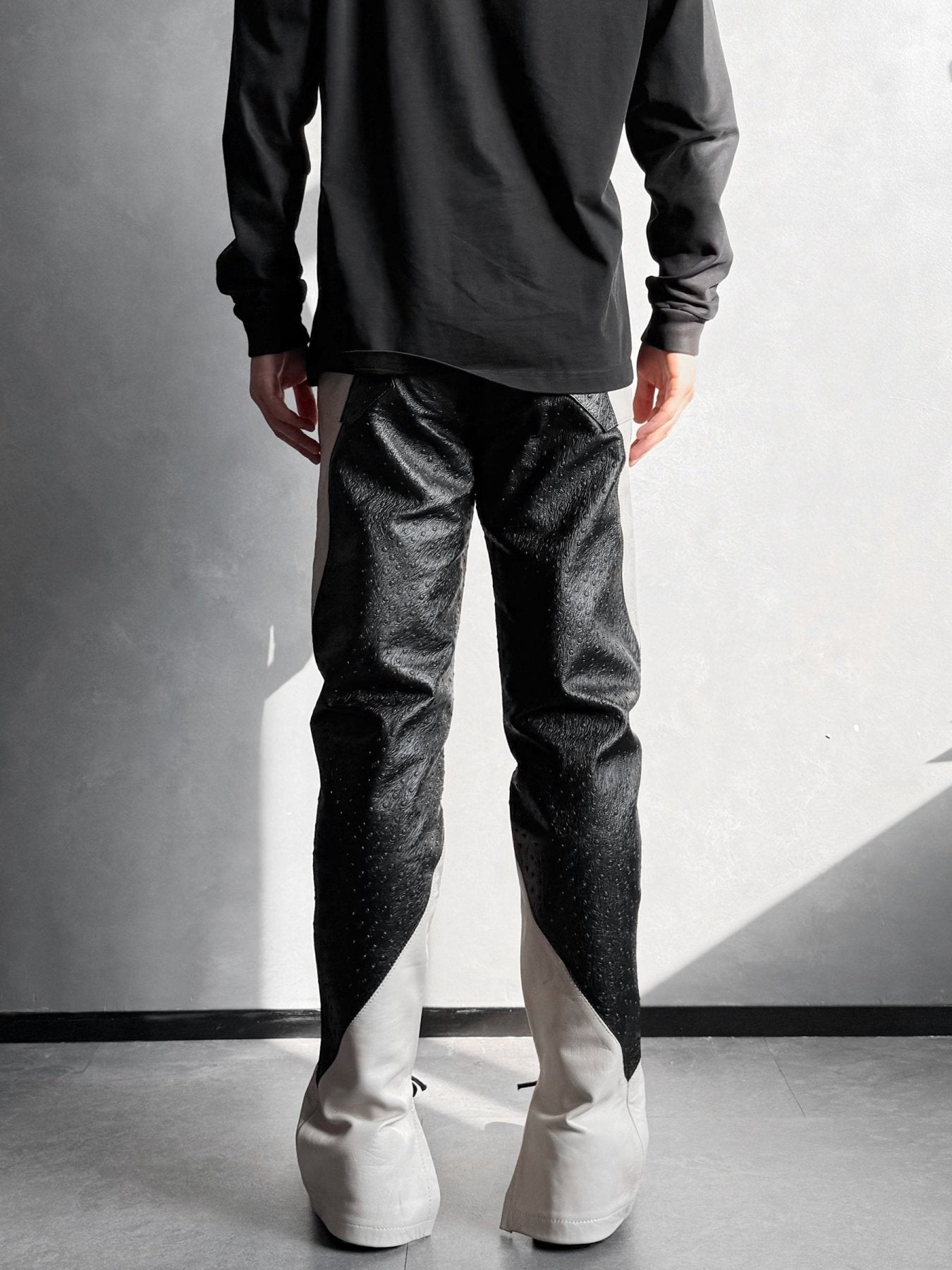 BILL PICKET Black Cream Ostrich Trousers