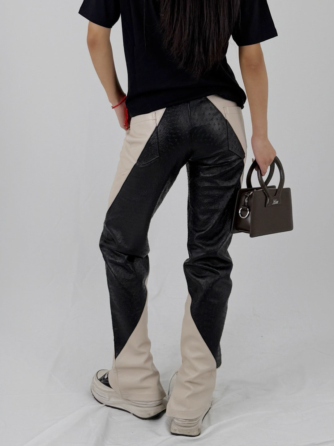 BILL PICKET Black Cream Ostrich Trousers
