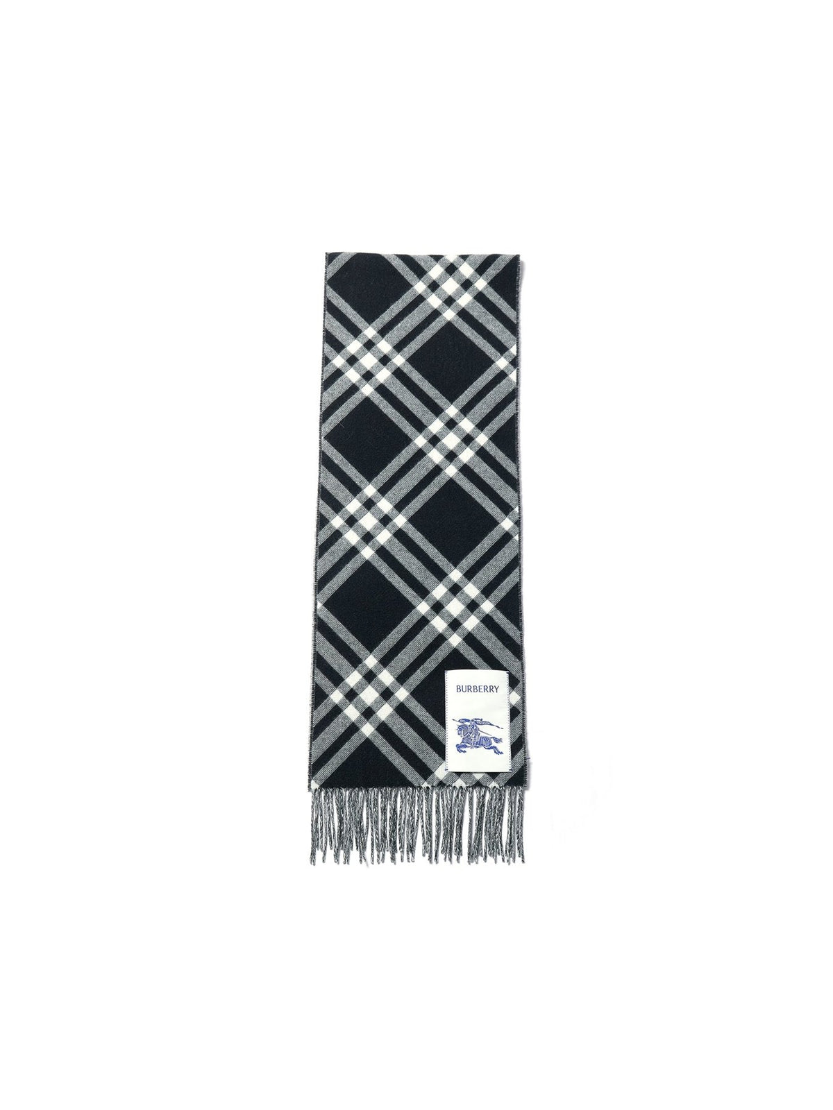 Burberry Black Mu 168X30 Tbar Bias Chk Cashmere Scarves