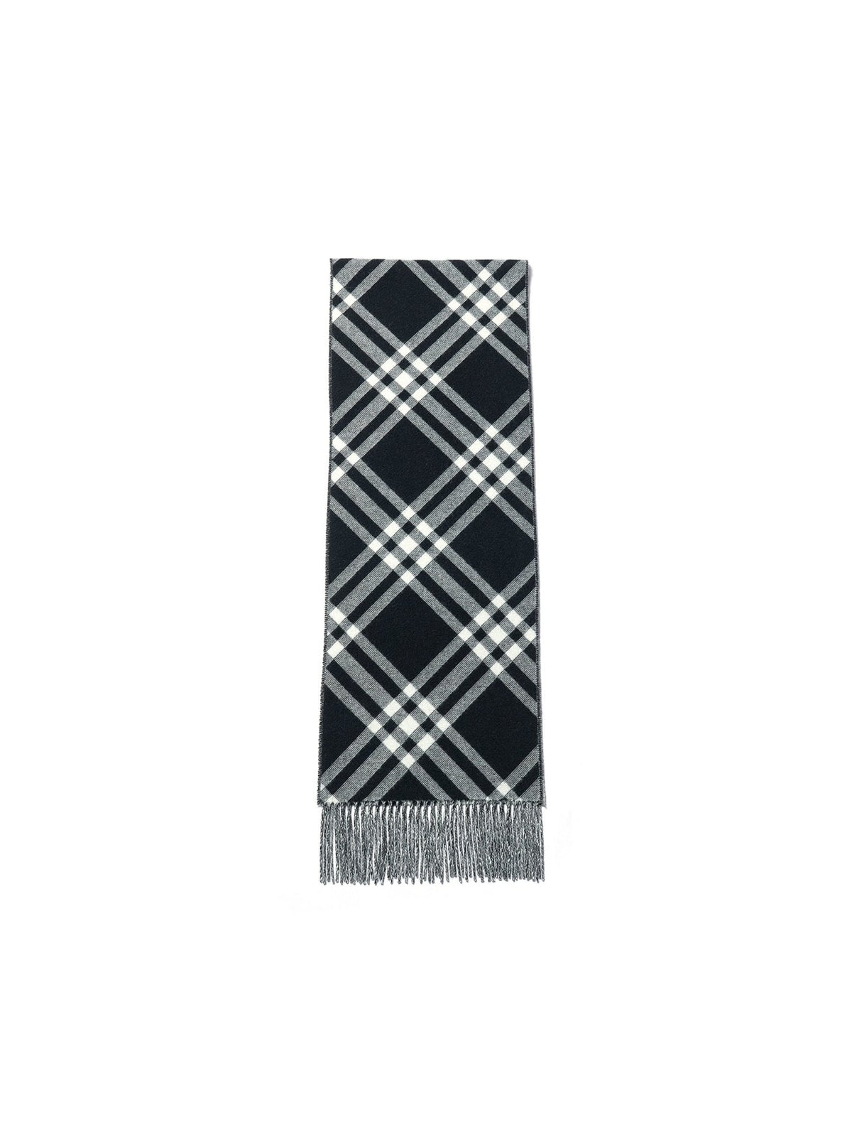 Burberry Black Mu 168X30 Tbar Bias Chk Cashmere Scarves