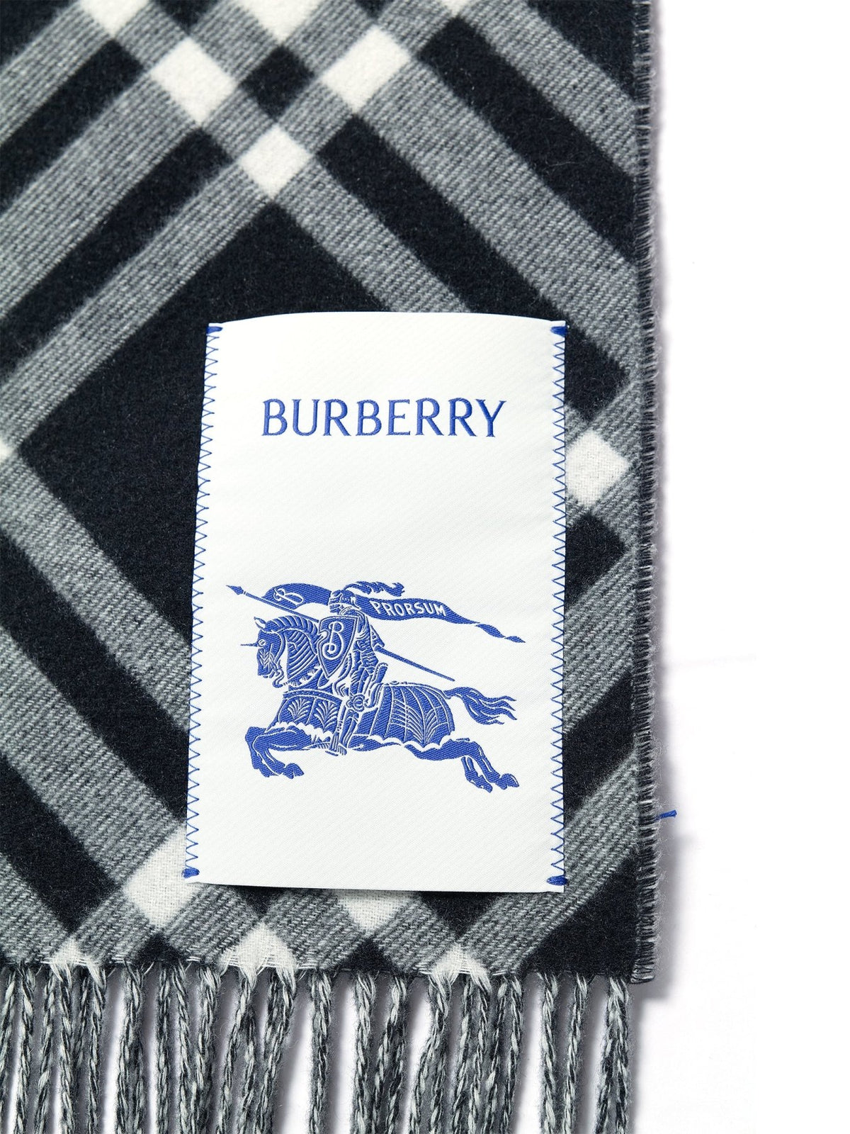 Burberry Black Mu 168X30 Tbar Bias Chk Cashmere Scarves
