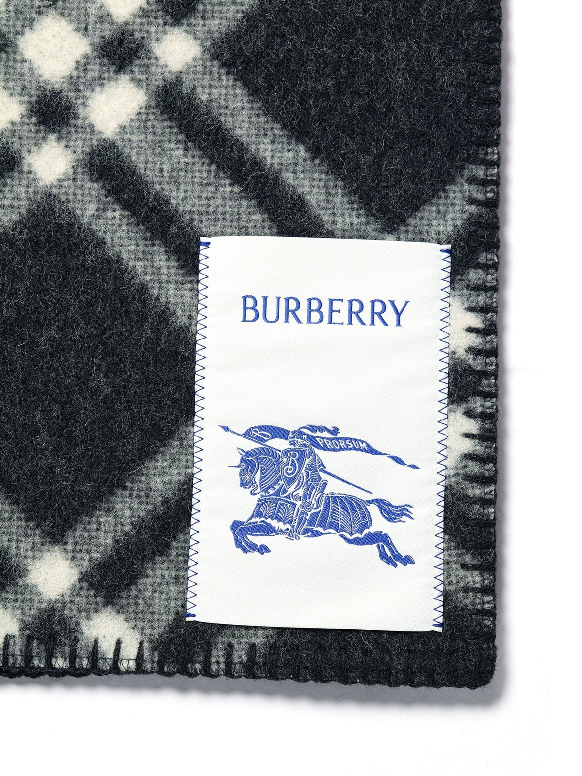 Burberry Black Mu Tri Bar Chk Wool Scarves