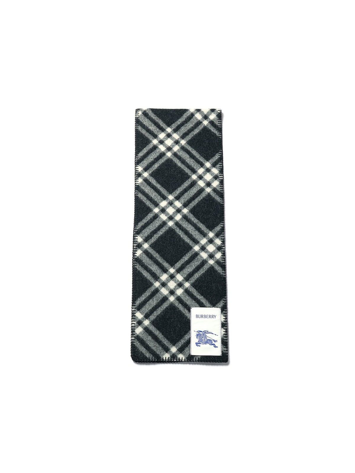 Burberry Black Mu Tri Bar Chk Wool Scarves