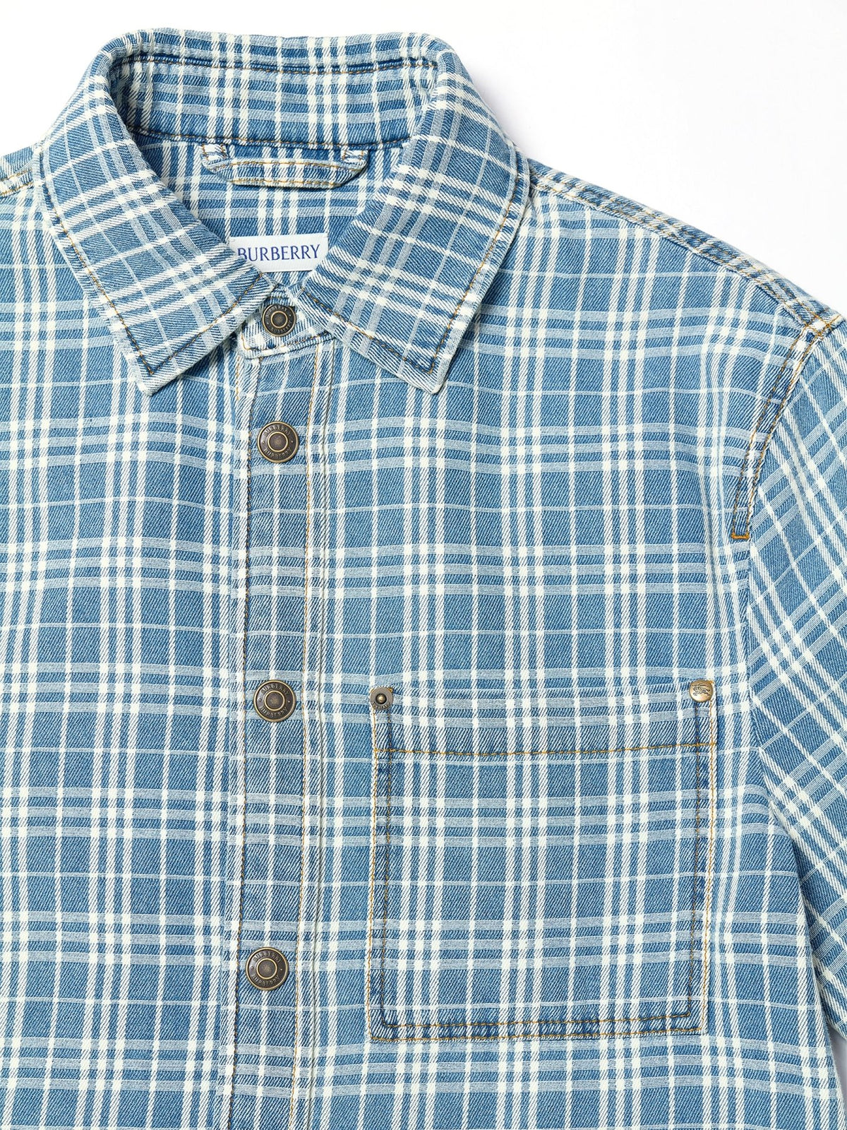 Burberry Indigo Garret Ss Chk M Denim Shirt