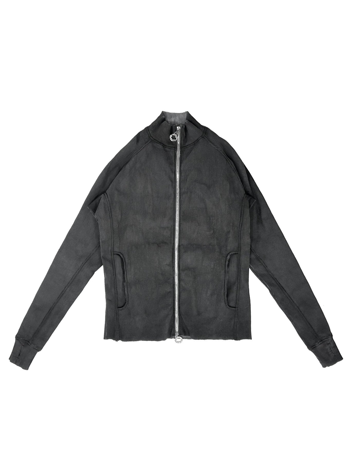 CHARLIE CONSTANTINOU Grey Brushed Waffle Jersey Zip Up Top