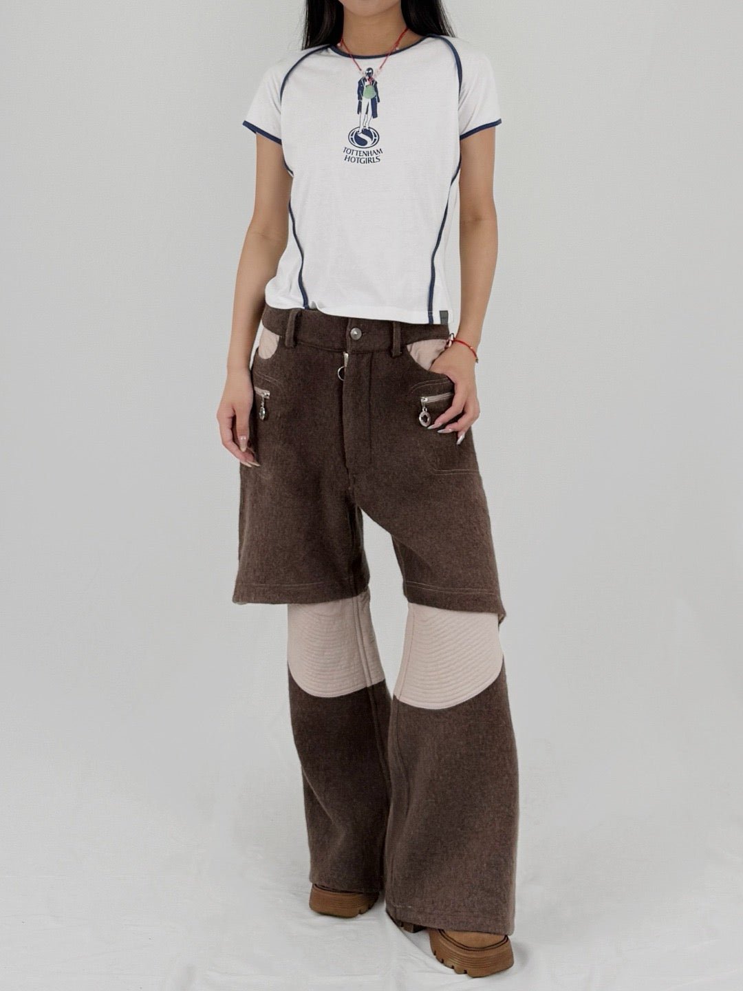 Charlie Constantinou - Layered Wool And Nylon Trouser - AW25 - BROWN