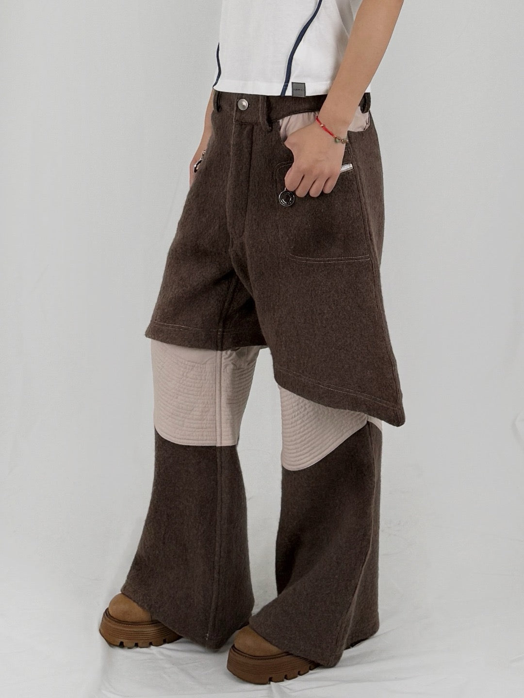Charlie Constantinou - Layered Wool And Nylon Trouser - AW25 - BROWN