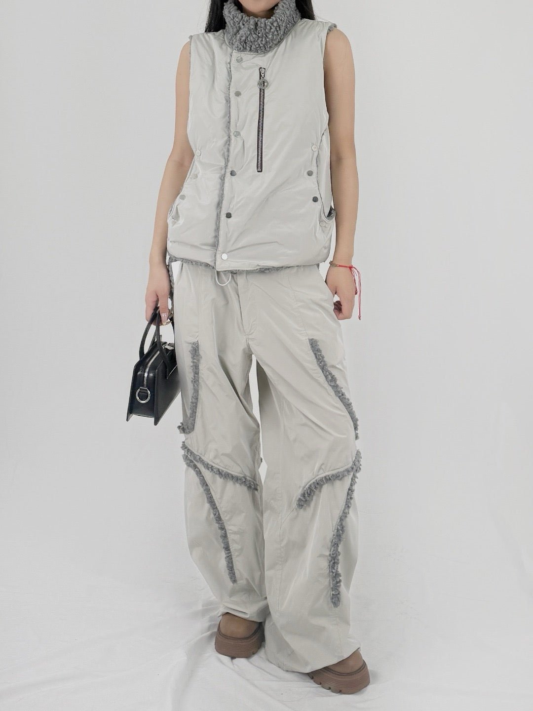 Charlie Constantinou - Nylon Trouser W Fleece Piping - AW25 - GREY