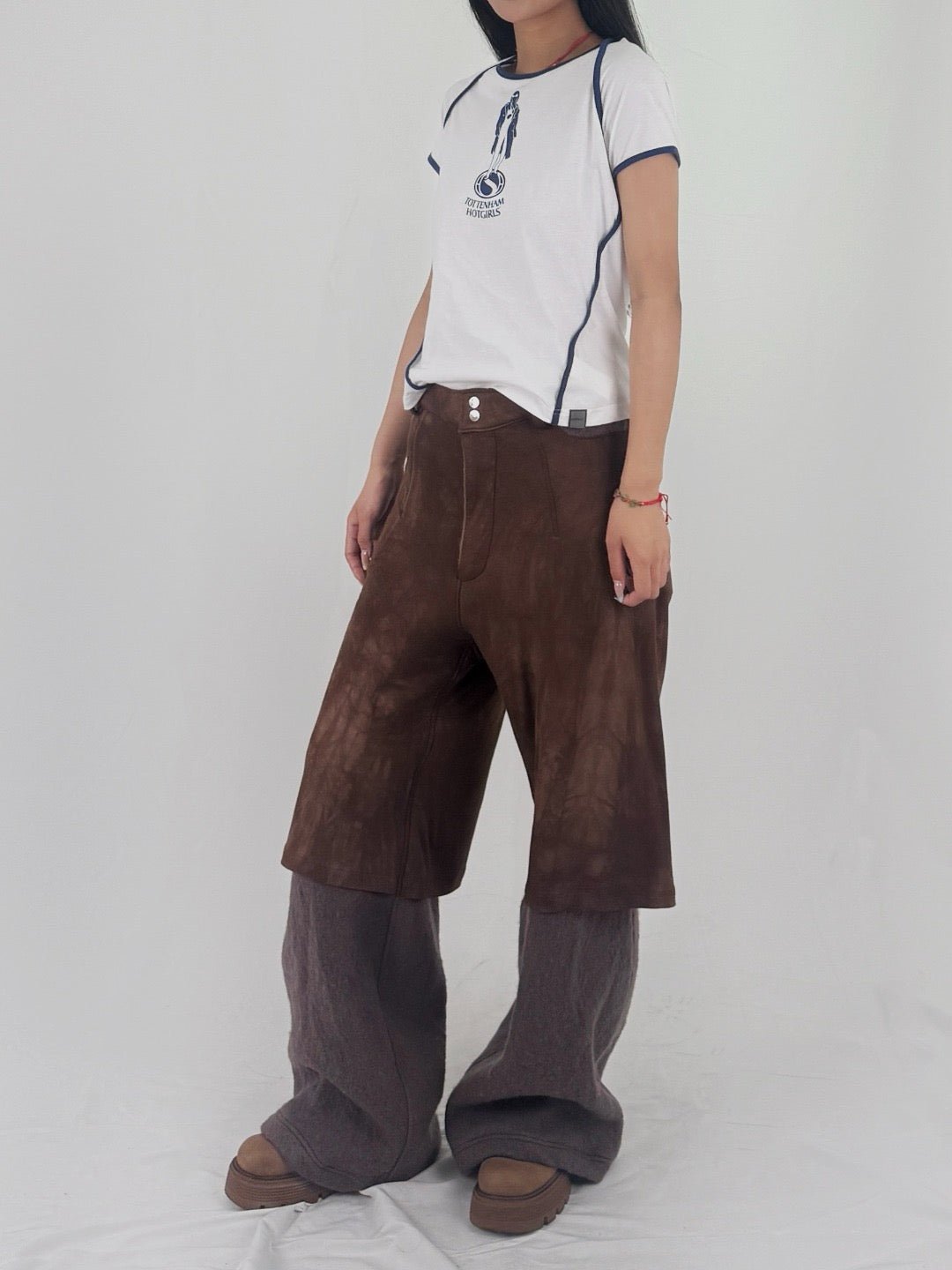 Charlie Constantinou - Wool Jersey Layered Trouser - AW25 - BROWN GRAPHITE