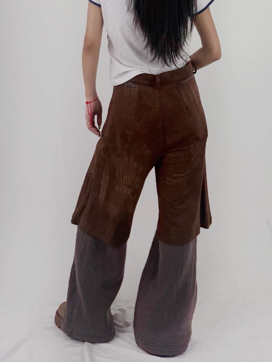 Charlie Constantinou - Wool Jersey Layered Trouser - AW25 - BROWN GRAPHITE