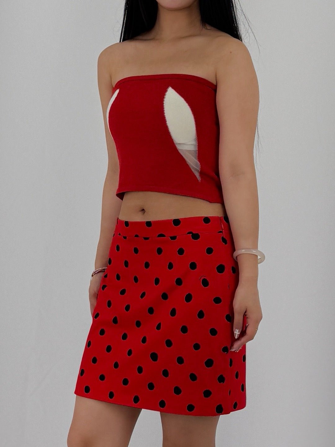 CHET LO Red Fontana Midi Skirts