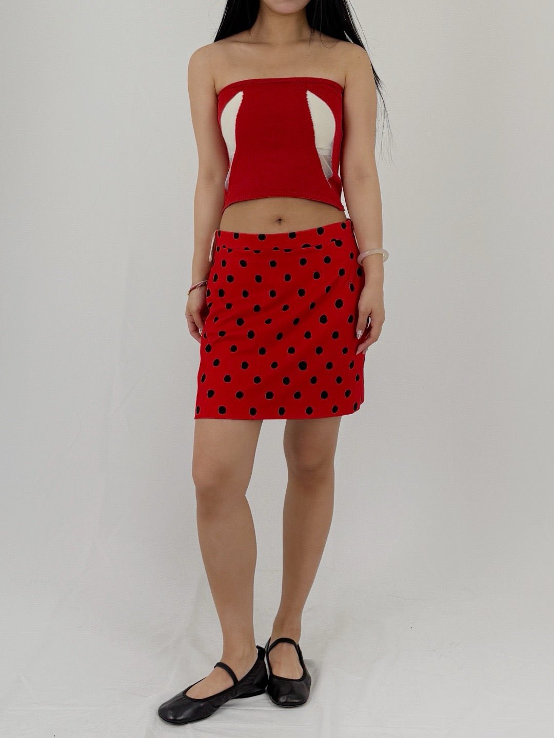 CHET LO Red Fontana Midi Skirts