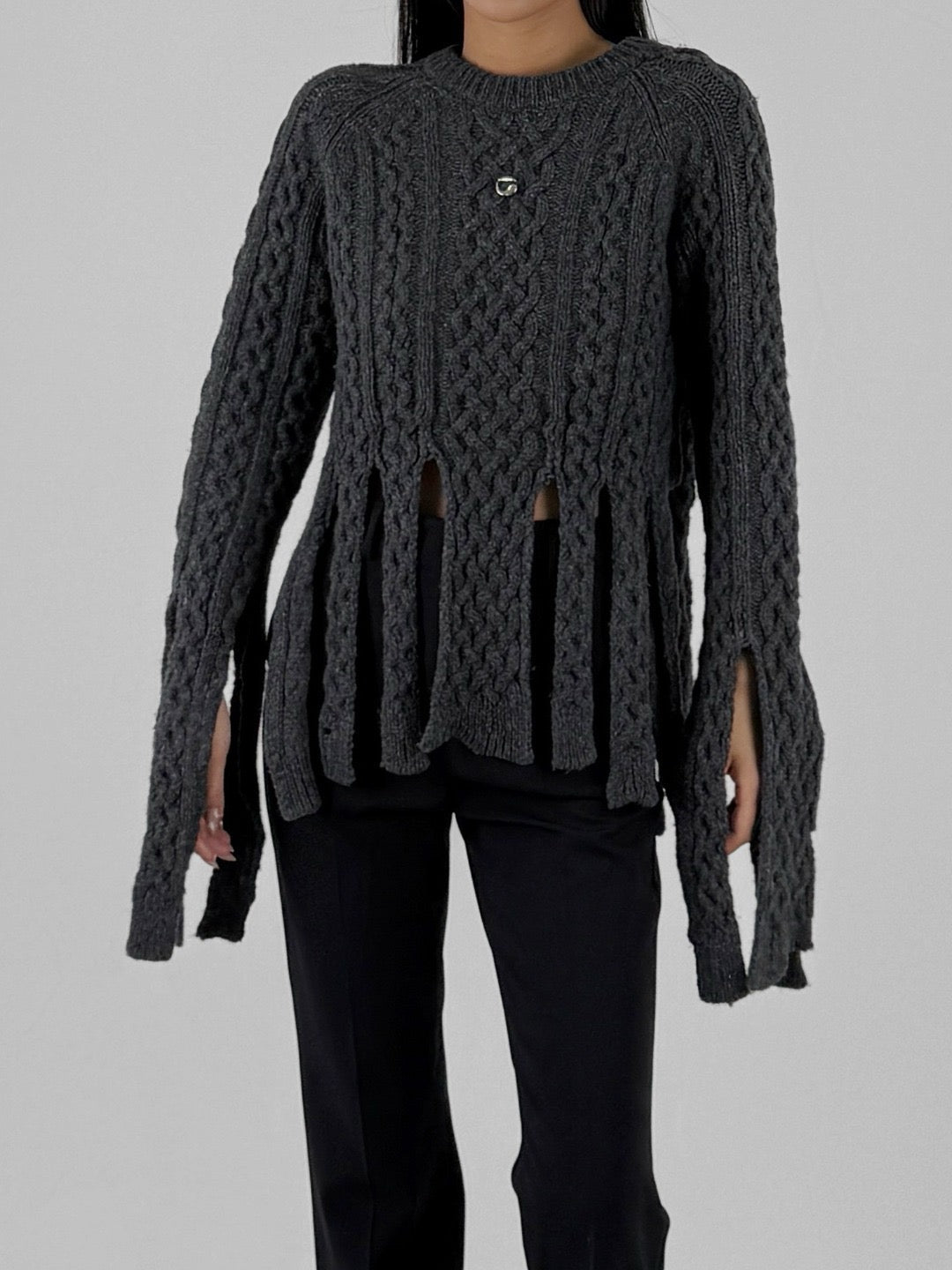 Coperni - Shredded Knit Sweater - AW24 - GREY