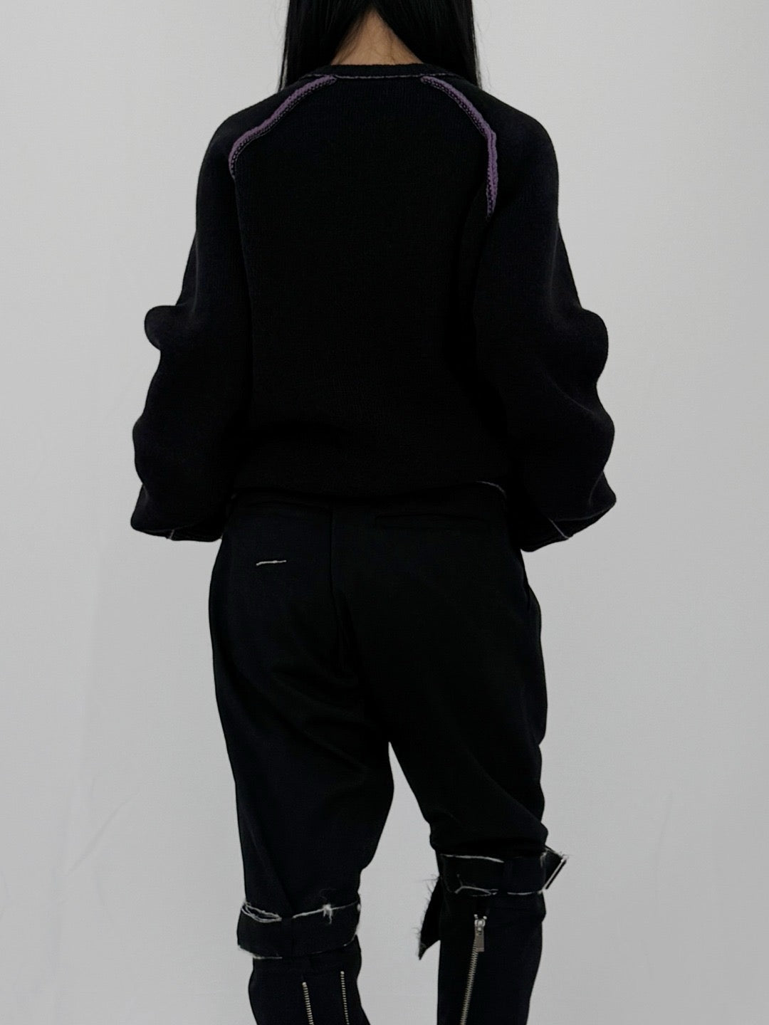CRAIG GREEN - Tape Knit Cardigan - AW25 - BLACK/PURPLE