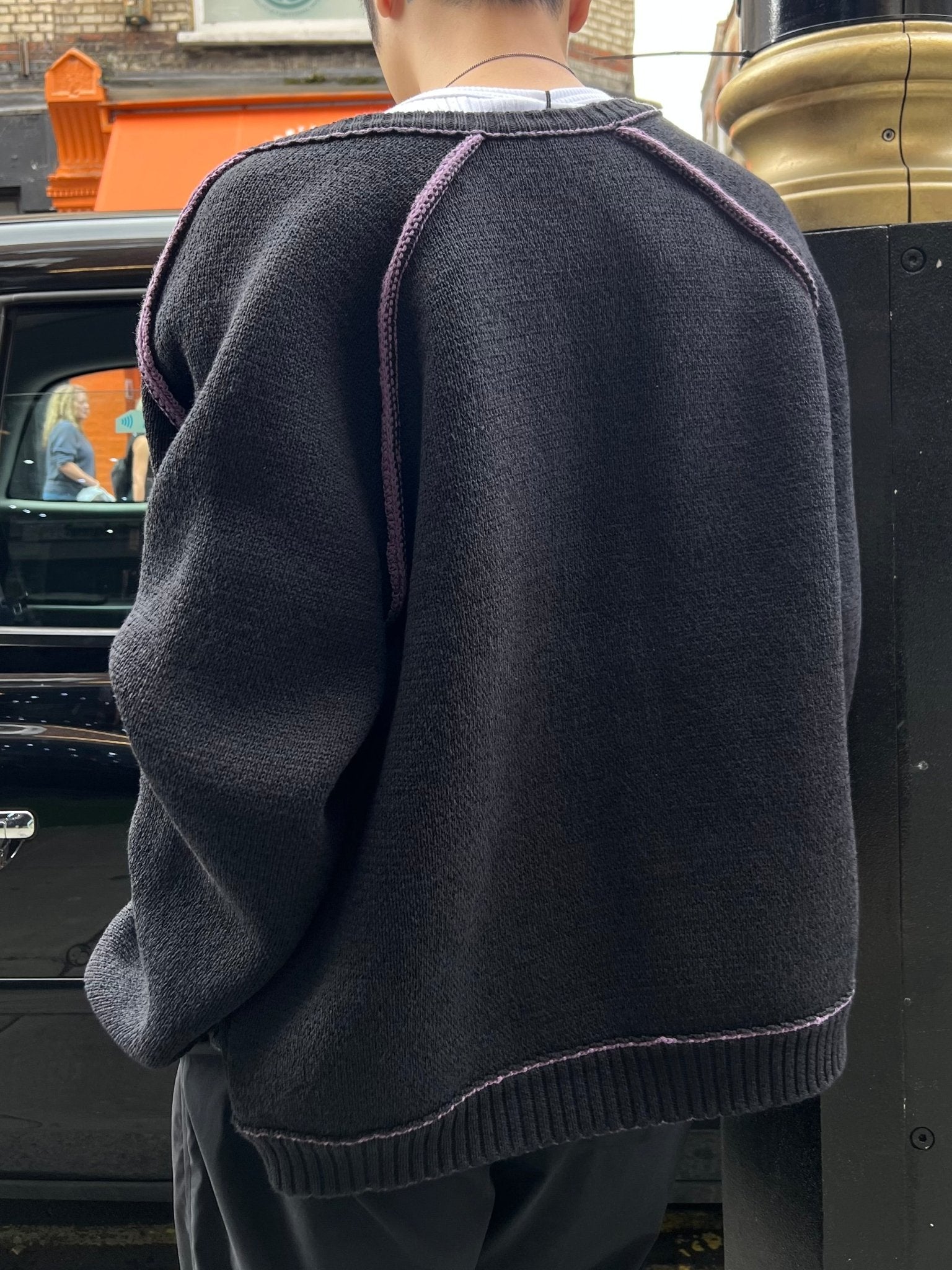 CRAIG GREEN - Tape Knit Cardigan - AW25 - BLACK/PURPLE