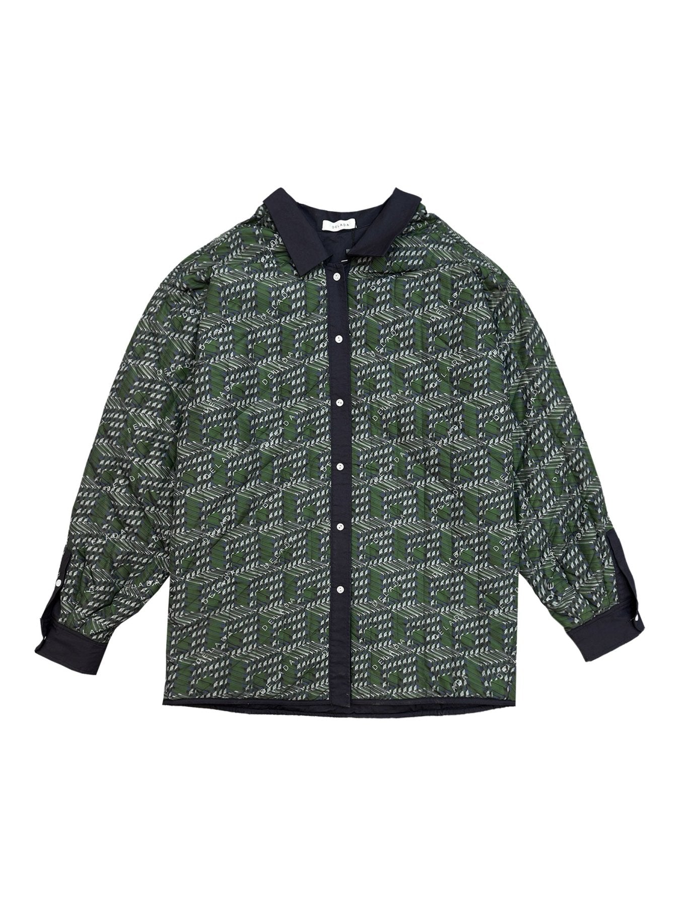 DELADA Print Green Reversible Shirt/ Bomber Jacket
