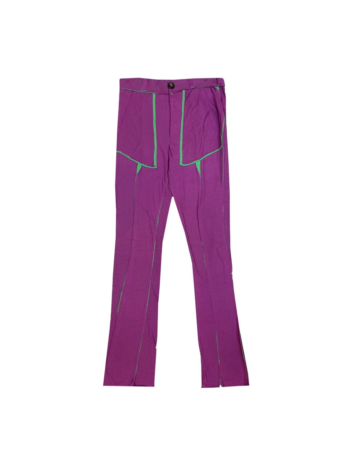 EDWARD CUMING Purple/Green Double Double Jersey Peek A Boo Trousers
