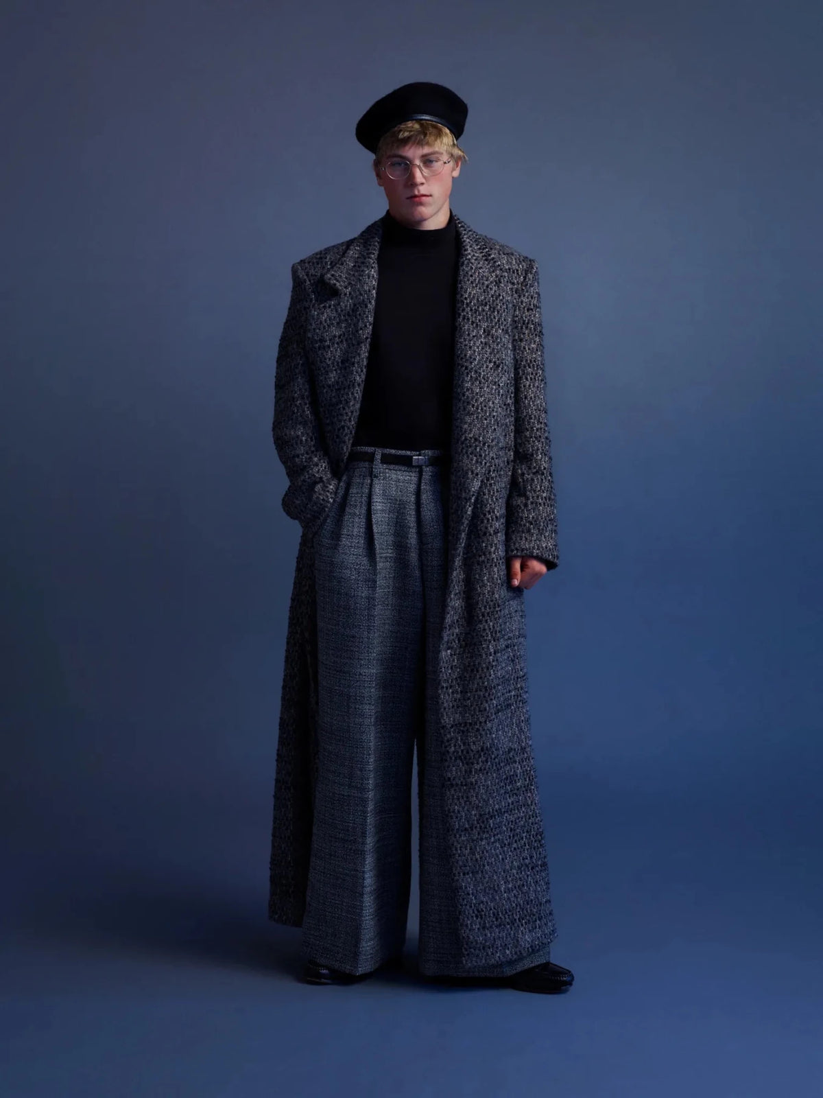 ERL Grey Unisex Textured Wool Overcoat