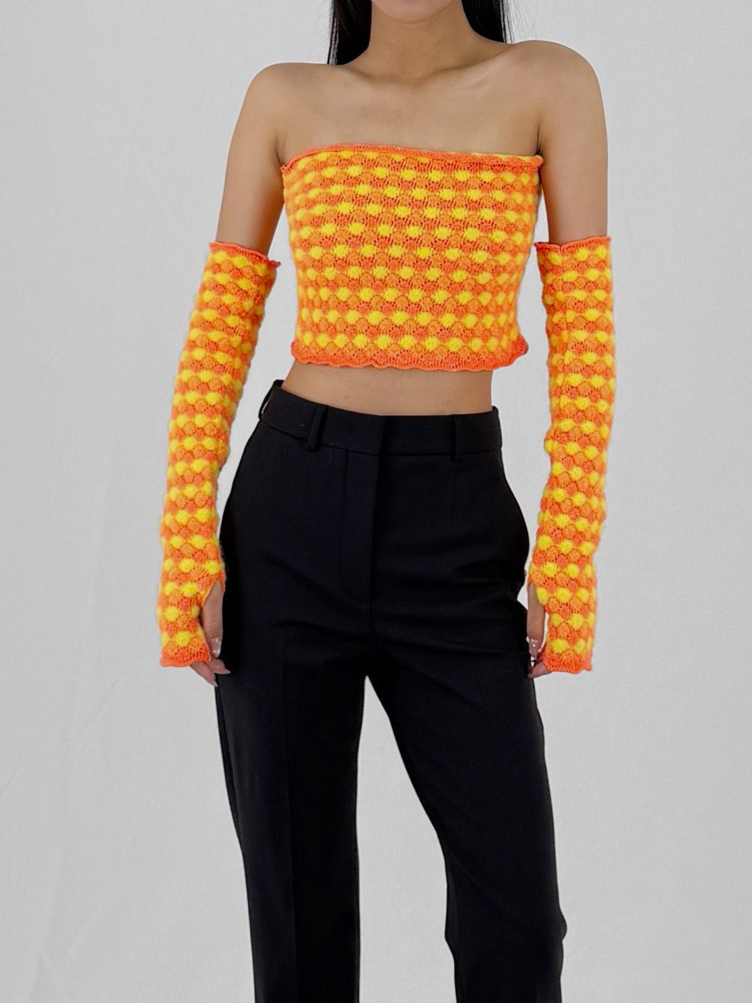 ERL Orange Floral Jacquard Tube Tops