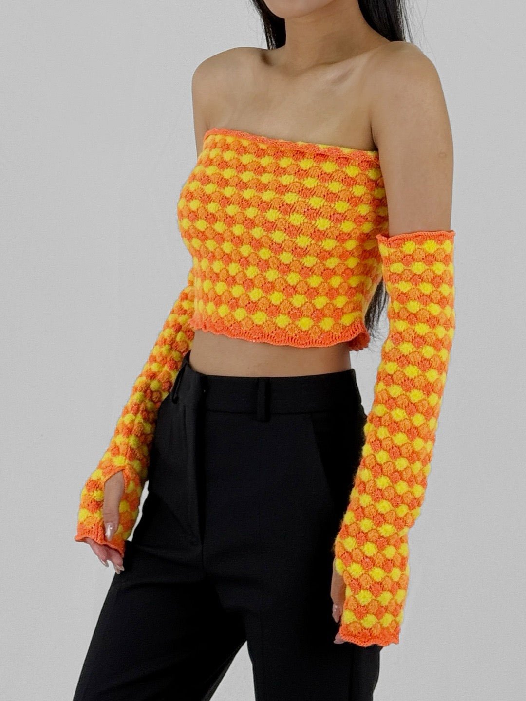 ERL Orange Floral Jacquard Tube Tops