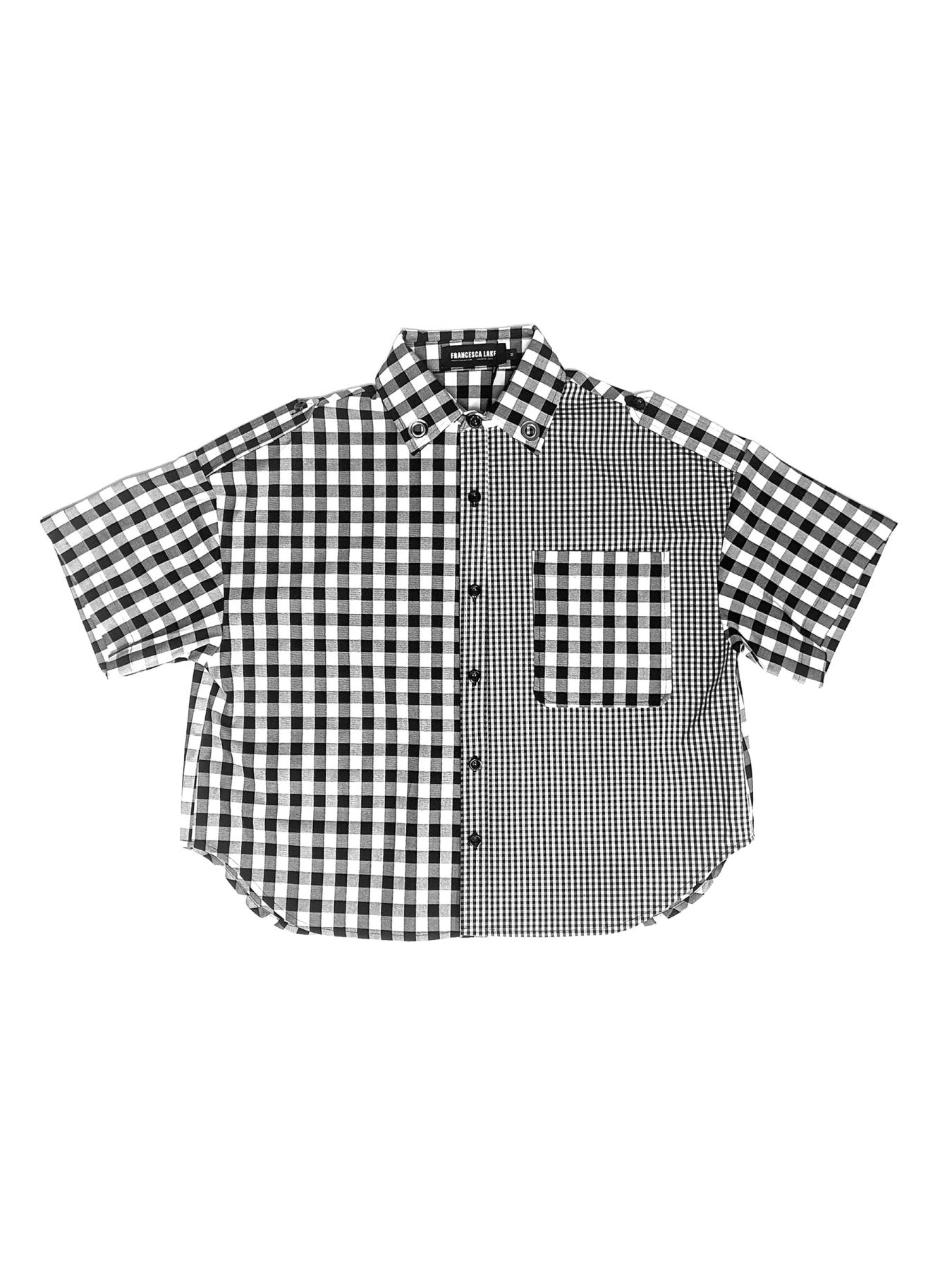 FRANCESCA LAKE Multi Boxy Short Sleeve Button Front Shirt
