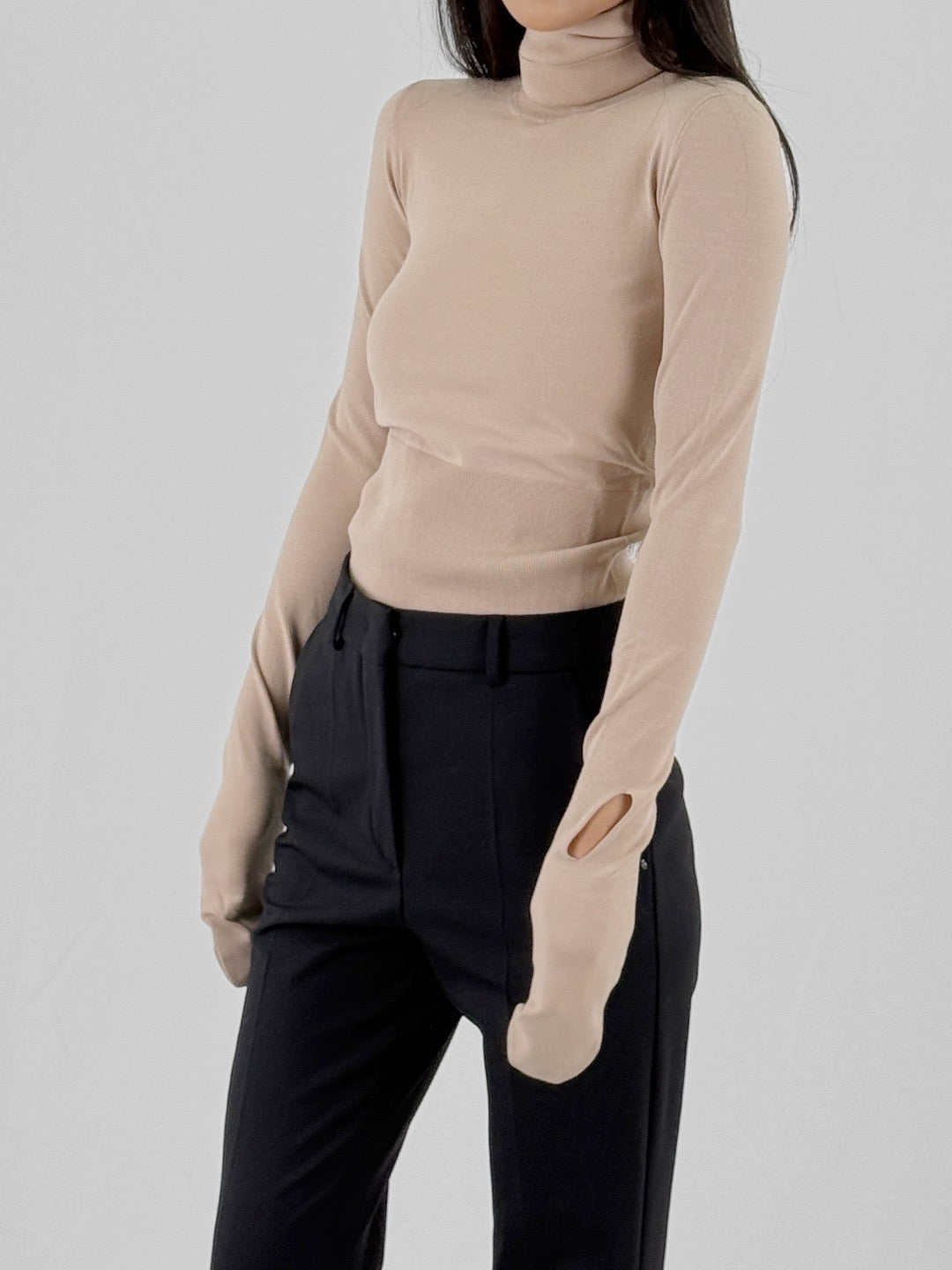 HED MAYNER Beige Second Skin Medium Sweaters