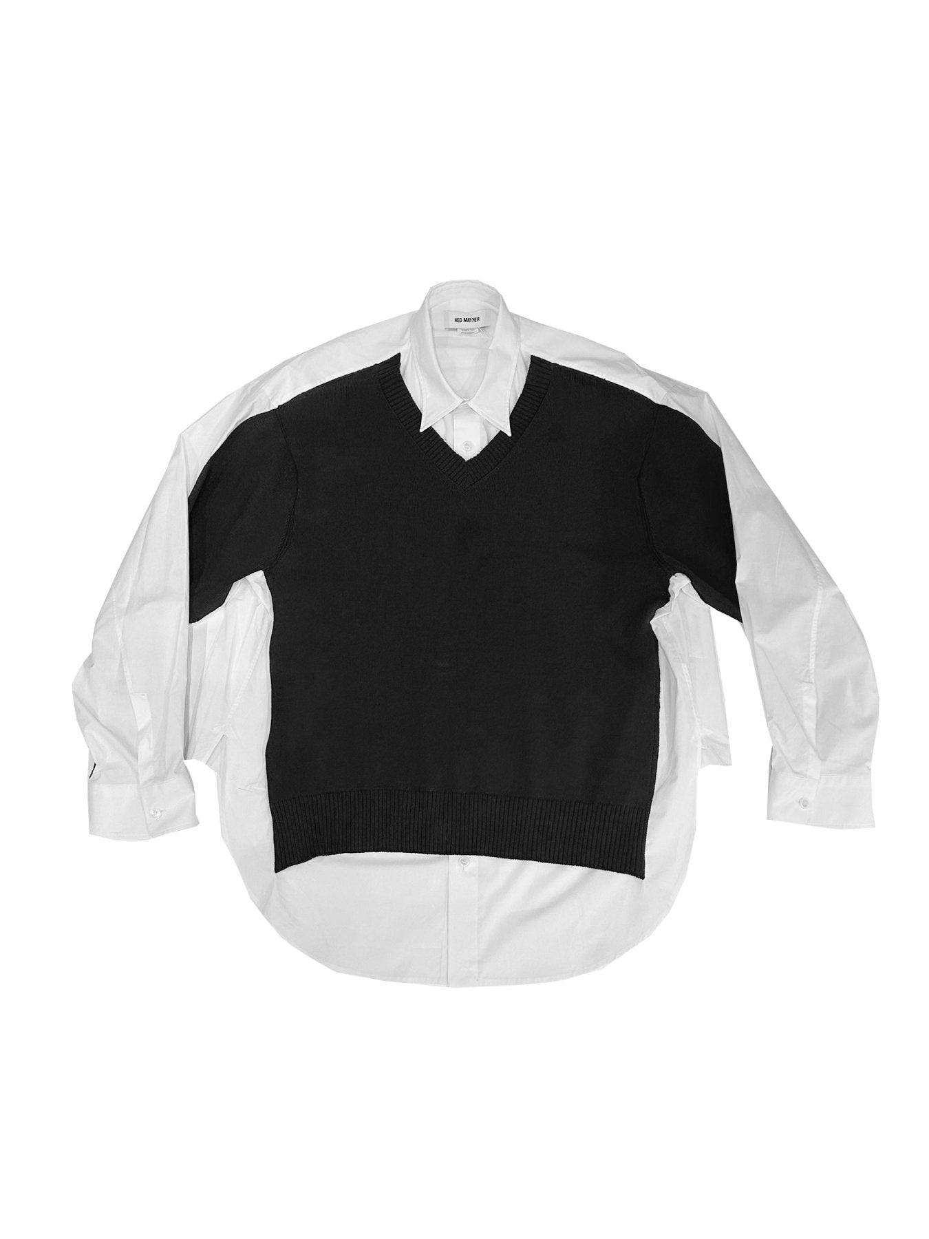 Hed Mayner White Shirt With Knitted Front