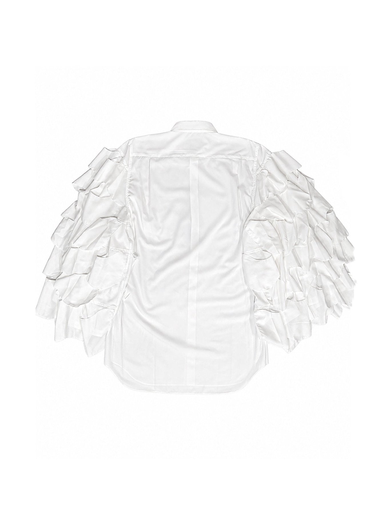 HOMME PLUS Off White Ruffle Sleeve Shirt