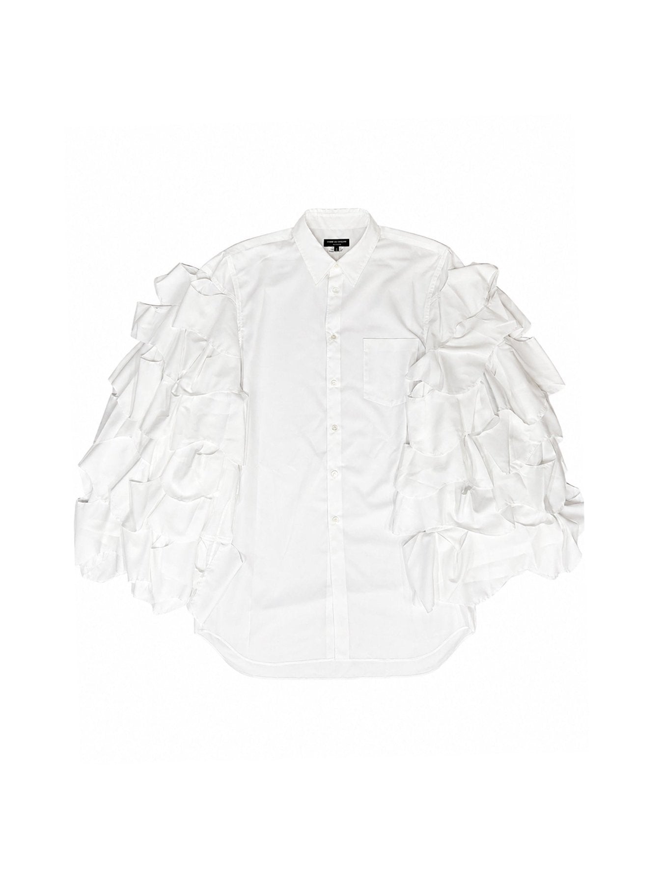 HOMME PLUS Off White Ruffle Sleeve Shirt